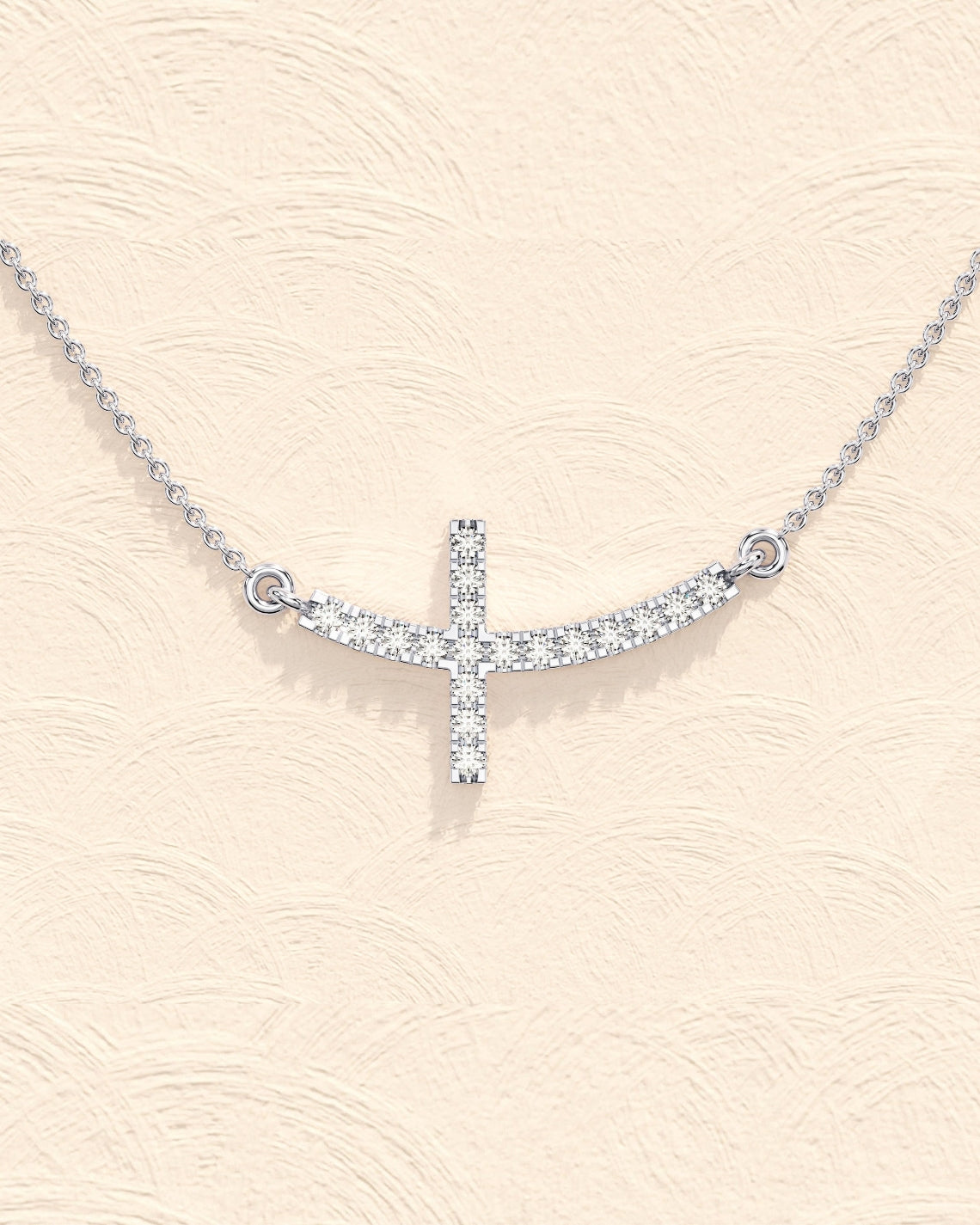 0.27 TCW Round Moissanite Diamond Sideways Cross Necklace - Camila Brown