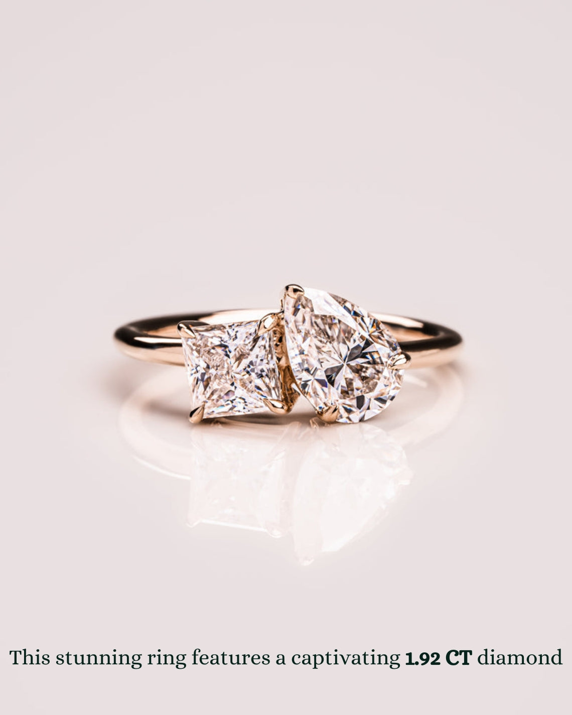 1.95 CT Pear & Princess F/VS2 CVD Diamnd Two Stone Style Engagement Ring - Camila Brown