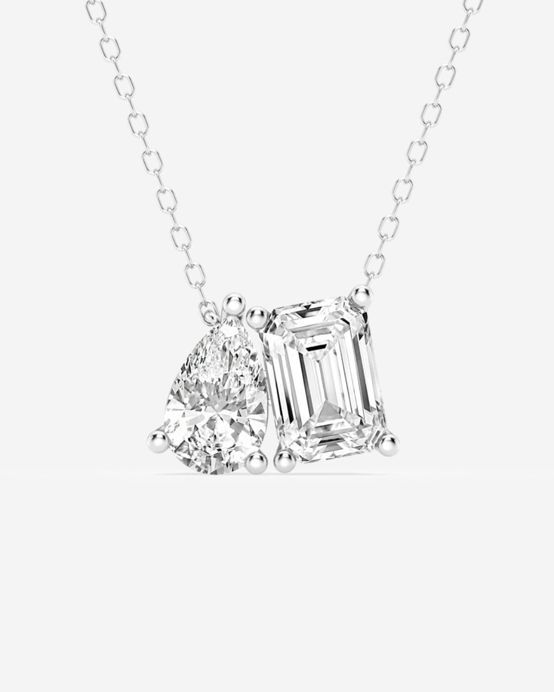 2.22 TCW Emerald & Pear Moissanite Diamond Two Stone Necklace - Camila Brown