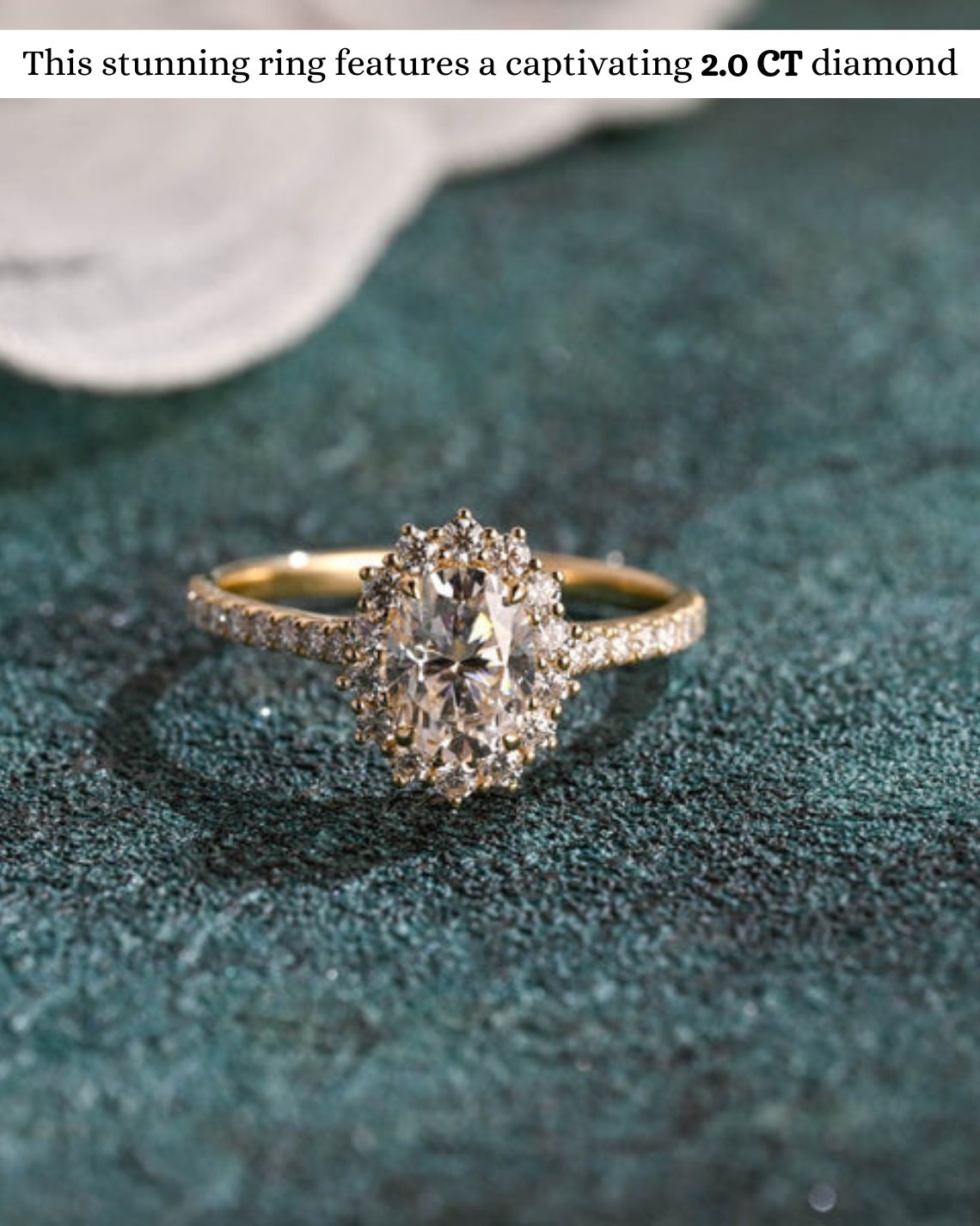 1.0-3.0 CT Oval F/VS1 CVD Diamond Halo Pave Setting Engagement Ring - Camila Brown
