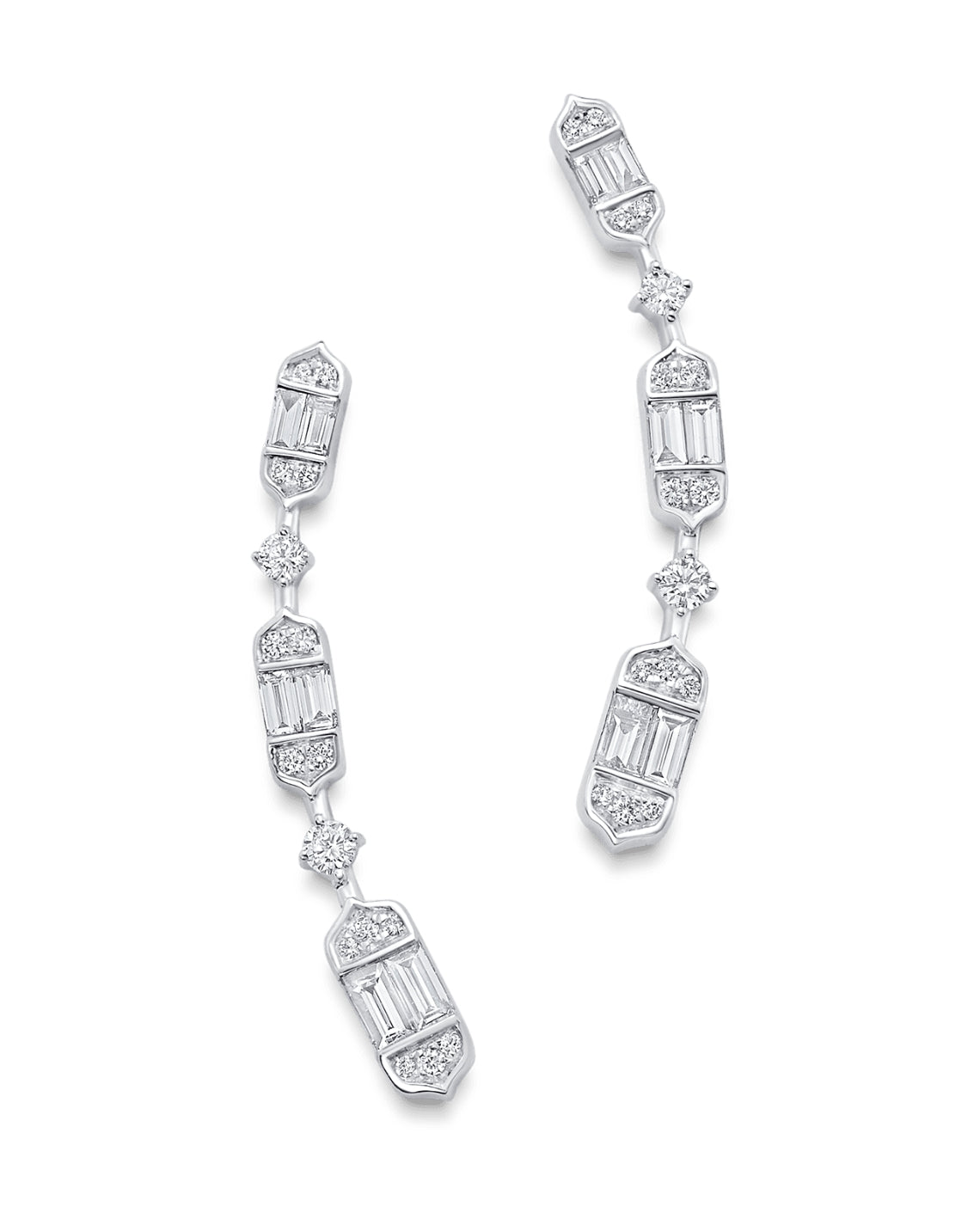 0.46 TCW Round & Baguette Moissanite Diamond Ear Crawler Earrings - Camila Brown