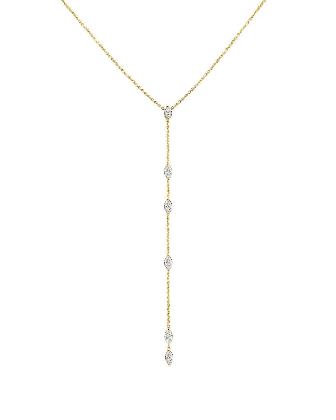 0.60 TCW Marquise Moissanite Diamond Bezel Starstruck Lariat Pendent Necklace - Camila Brown
