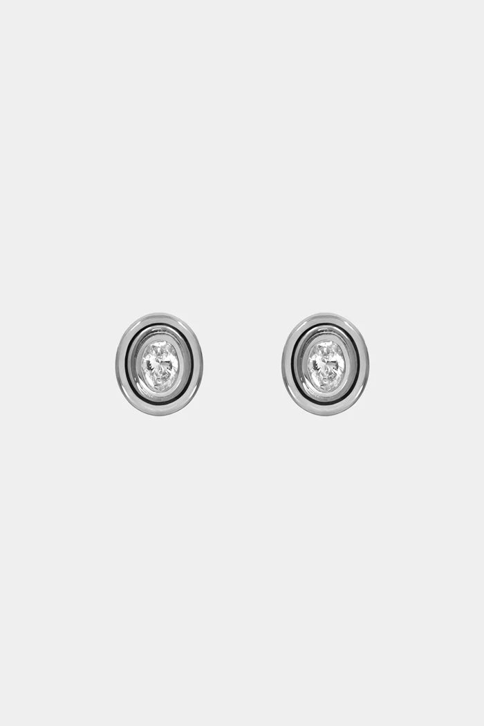 0.20 TC Mini Oval Moissanite Diamond Bezel Studs Earrings