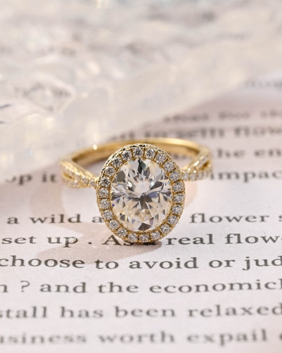 3.0 CT Oval G/VS2 CVD Diamond halo Twist Setting Engagement Ring - Camila Brown