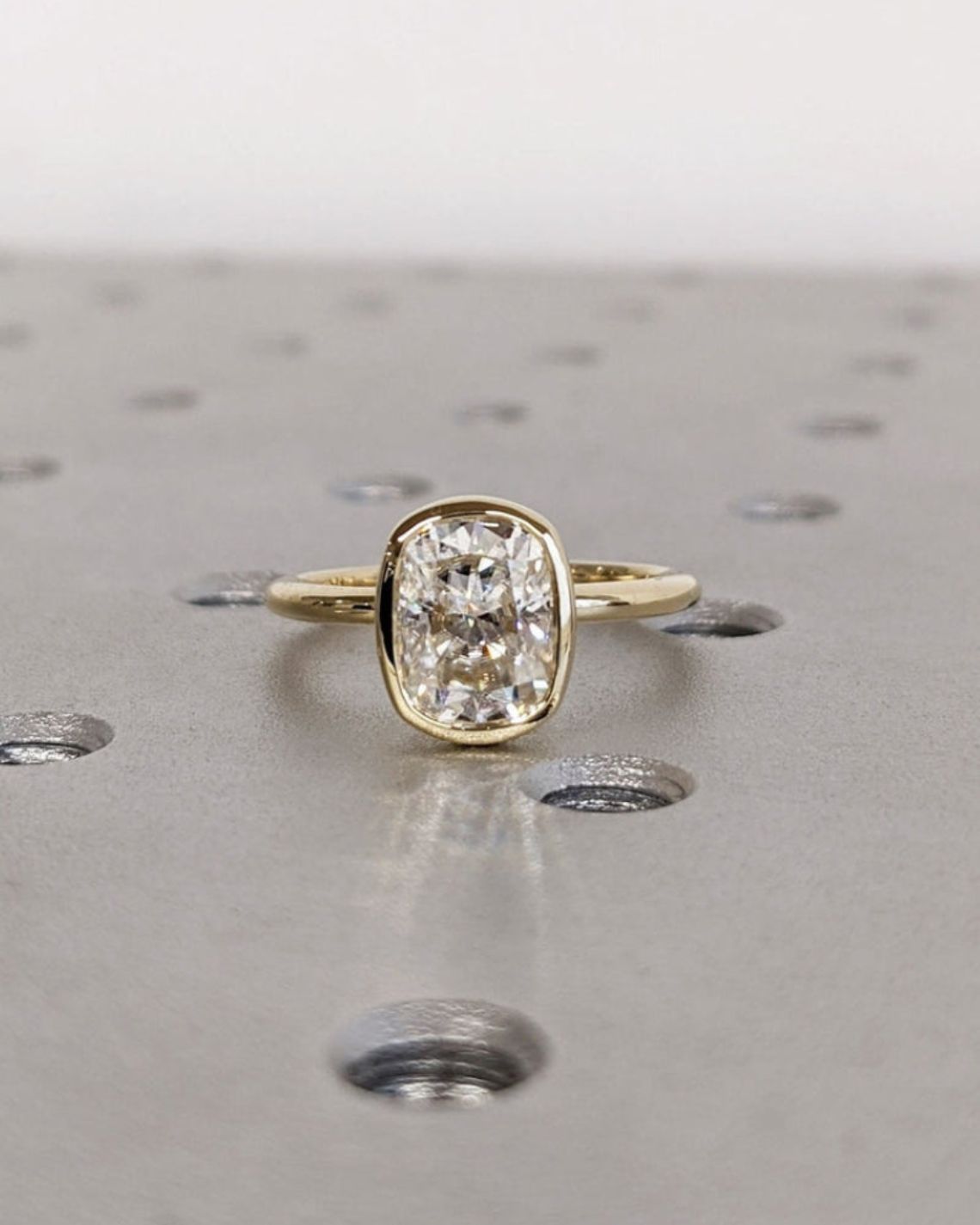 1.0 - 3.0 CT Elongated Cushion F/VS1 CVD Diamond Bezel Setting Engagement Ring - Camila Brown