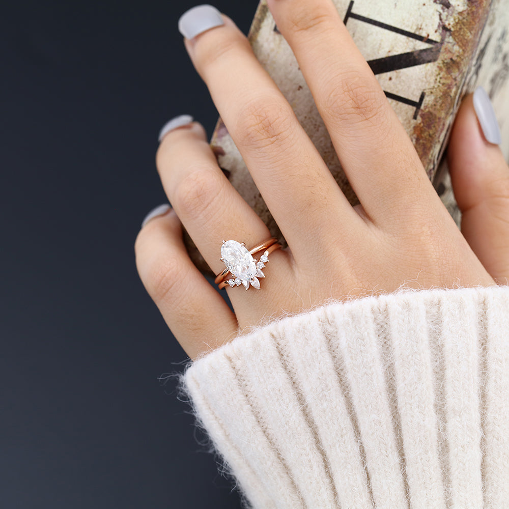 2.50 CT Oval Moissanite Solitaire Bridal Ring Set - Camila Brown