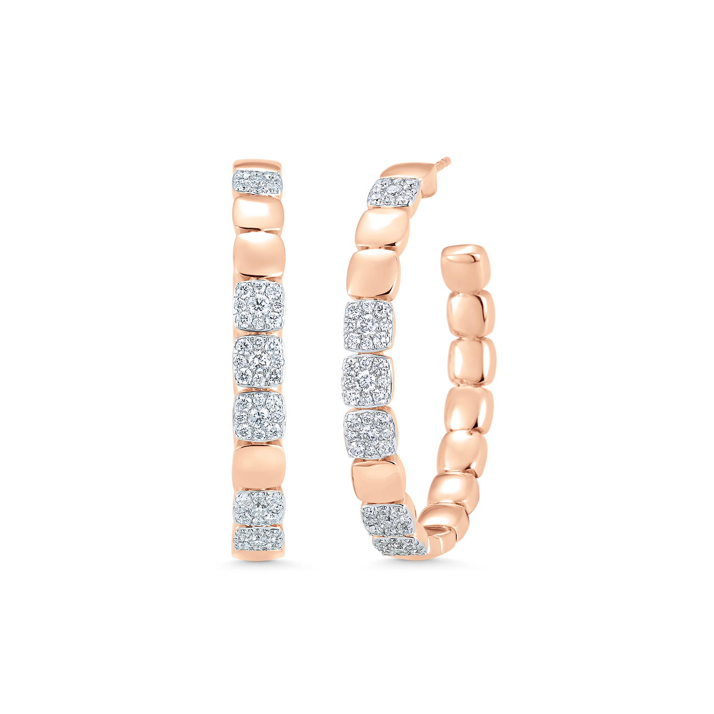 1.21 TCW Round Moissanite Diamond Beaded Hoop Earrings - Camila Brown