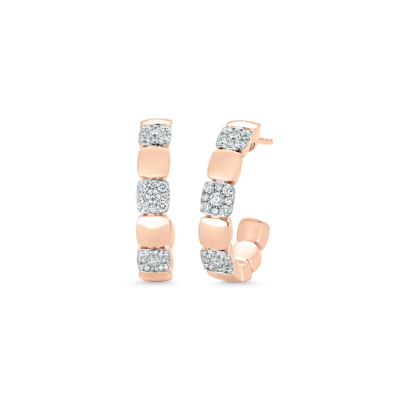 0.47 TCW Round Moissanite Diamond Beaded Half Hoop Earrings - Camila Brown