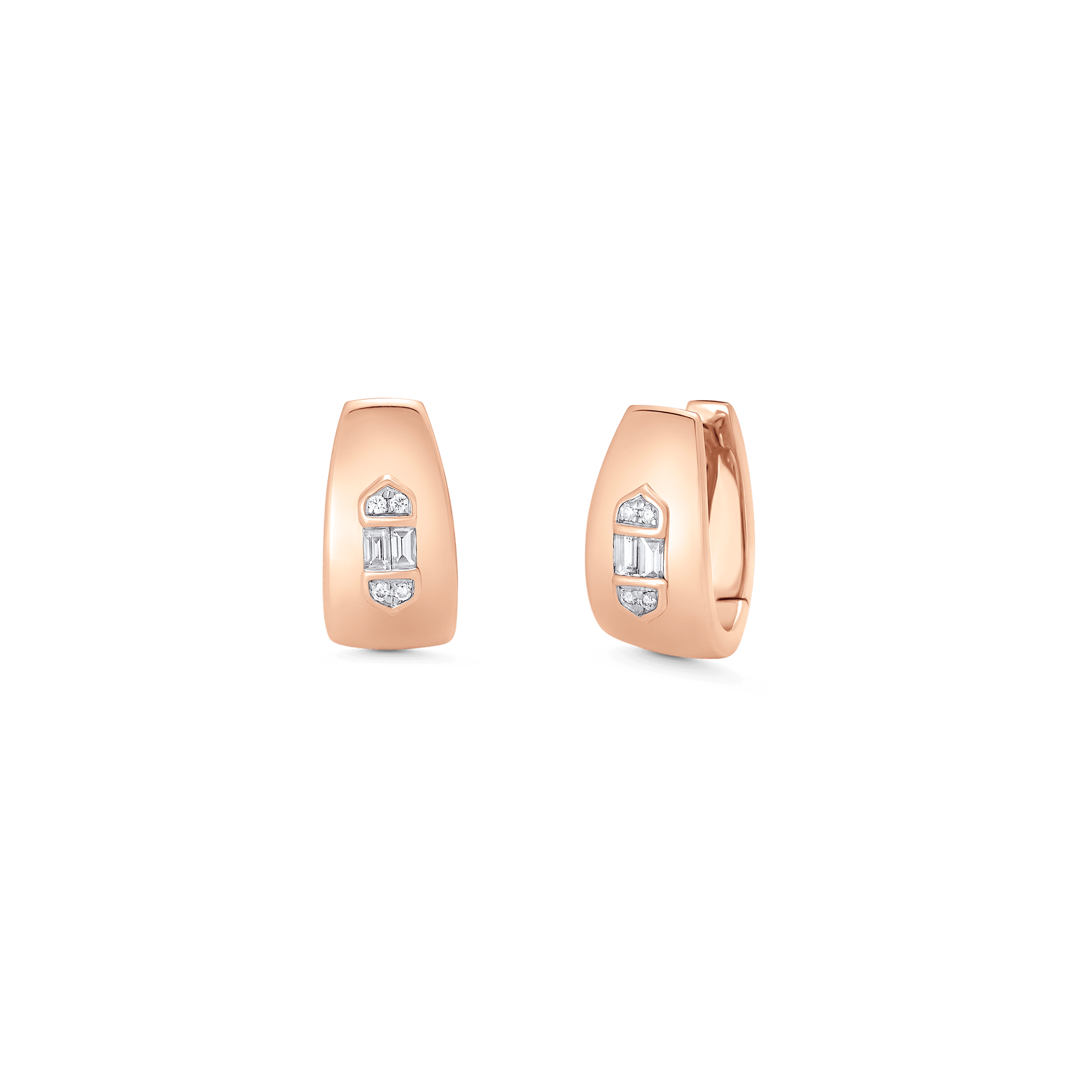 0.17 TCW Round & Baguette Moissanite Diamond Huggie Earrings - Camila Brown