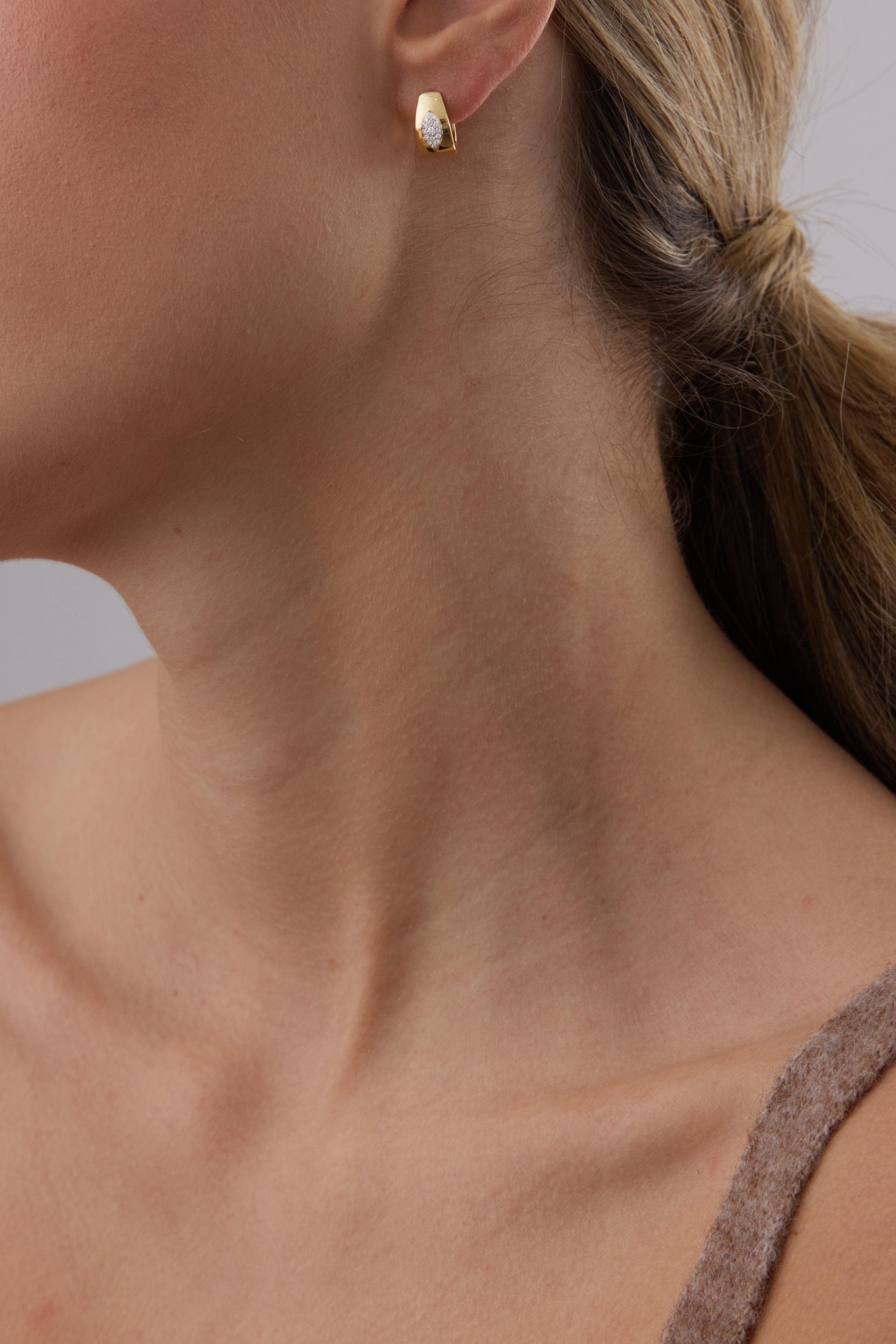 0.16 TCW Round Moissanite Diamond Huggie Earrings - Camila Brown