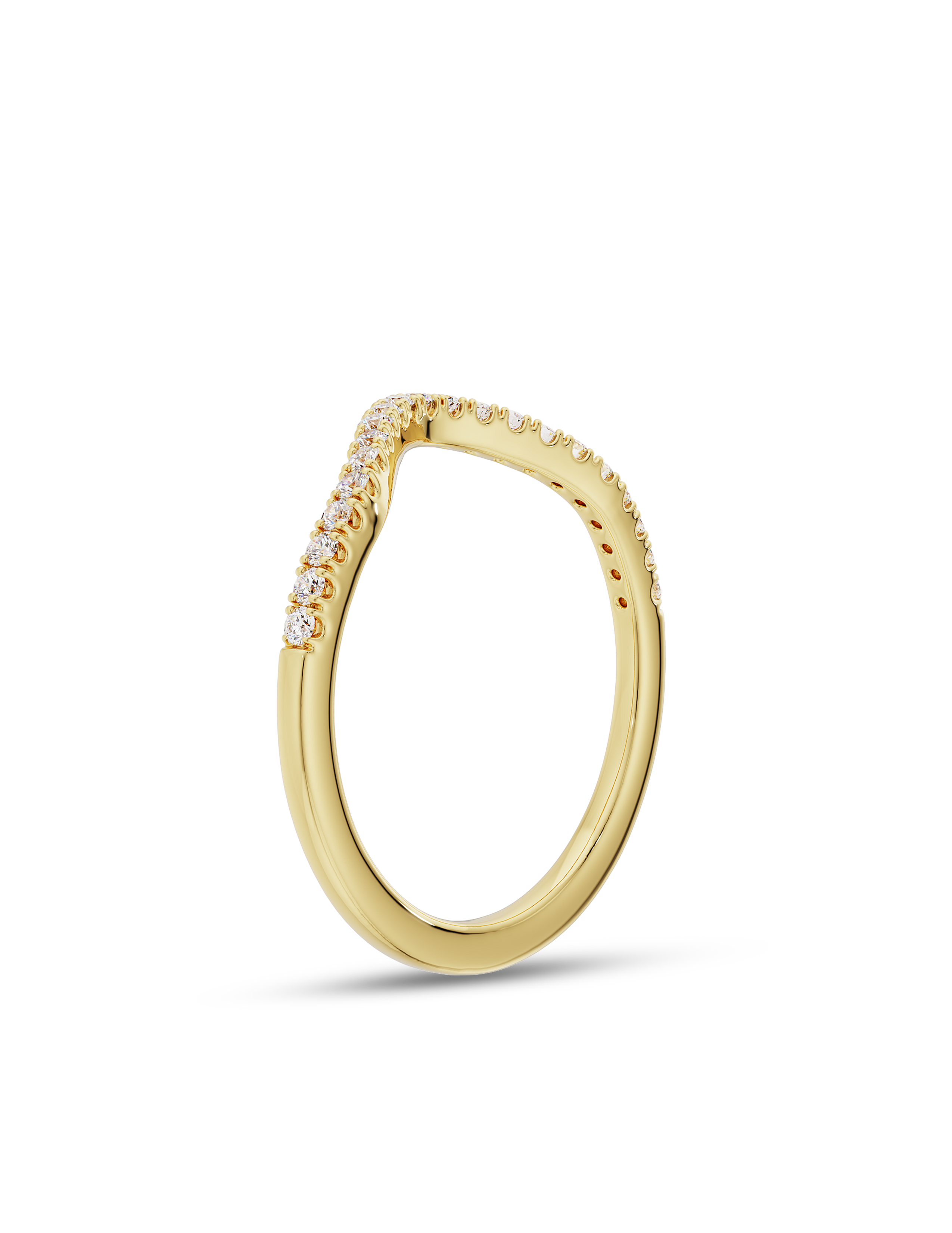 0.30 TCW Round Cut CVD Diamond Curved Wedding Band