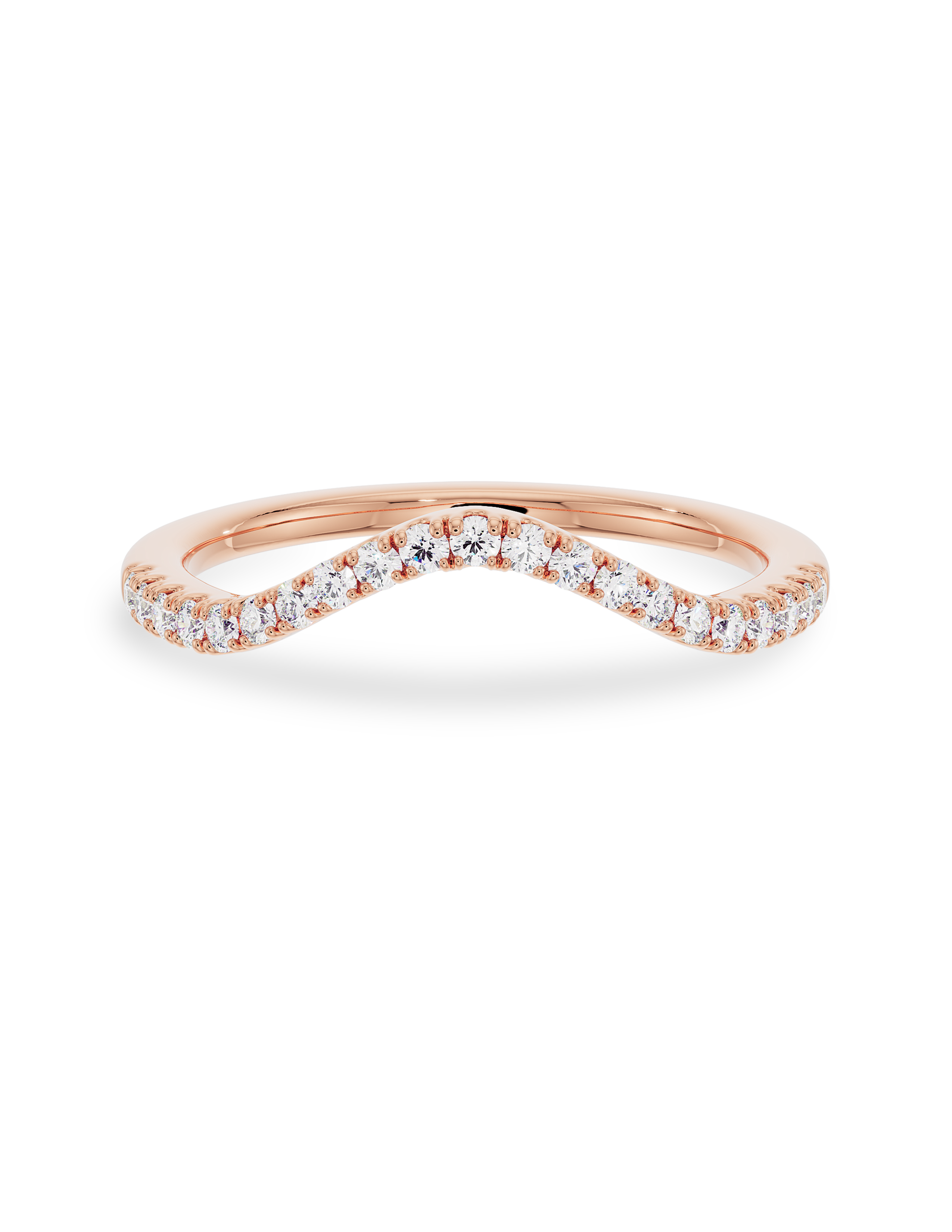 0.30 TCW Round Cut CVD Diamond Curved Wedding Band