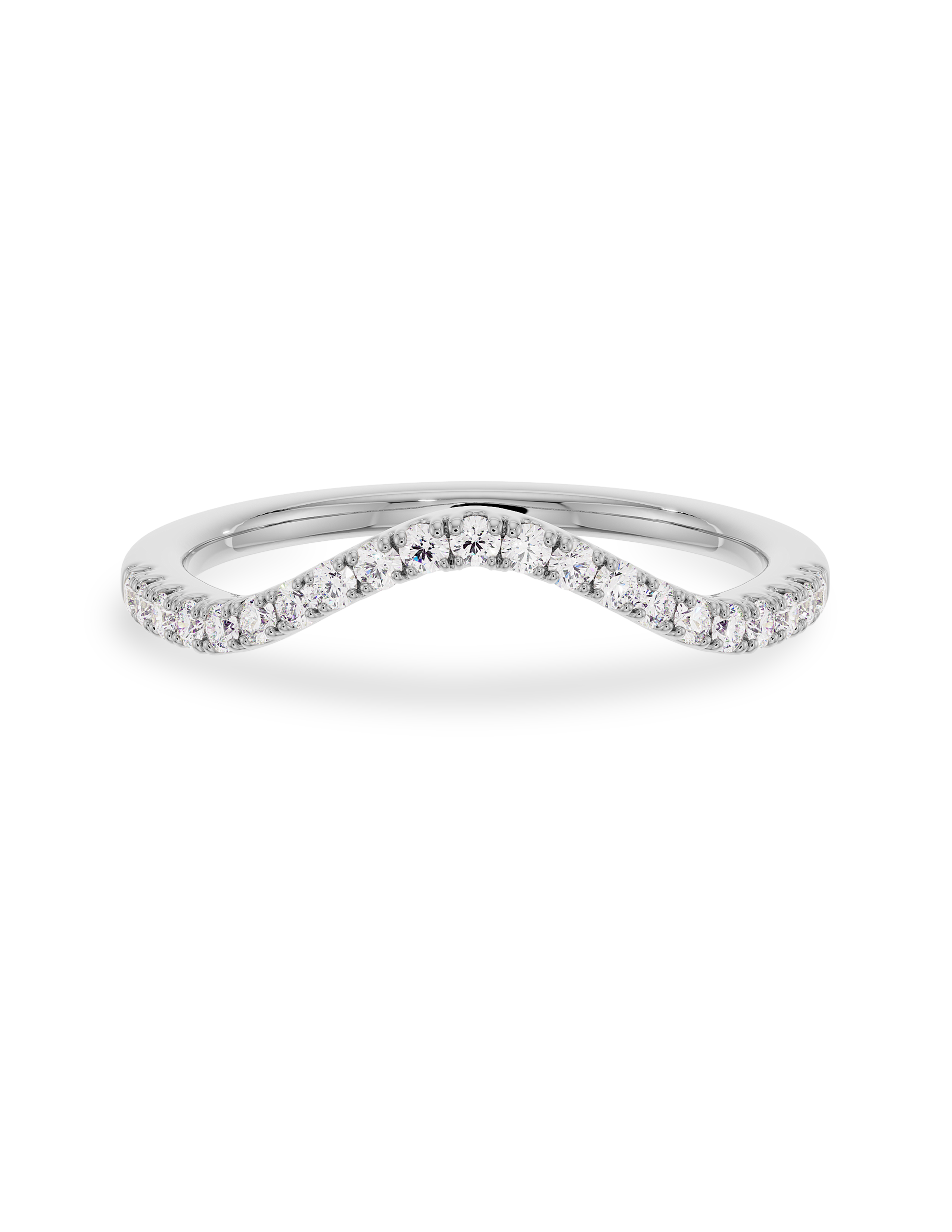 0.30 TCW Round Cut CVD Diamond Curved Wedding Band