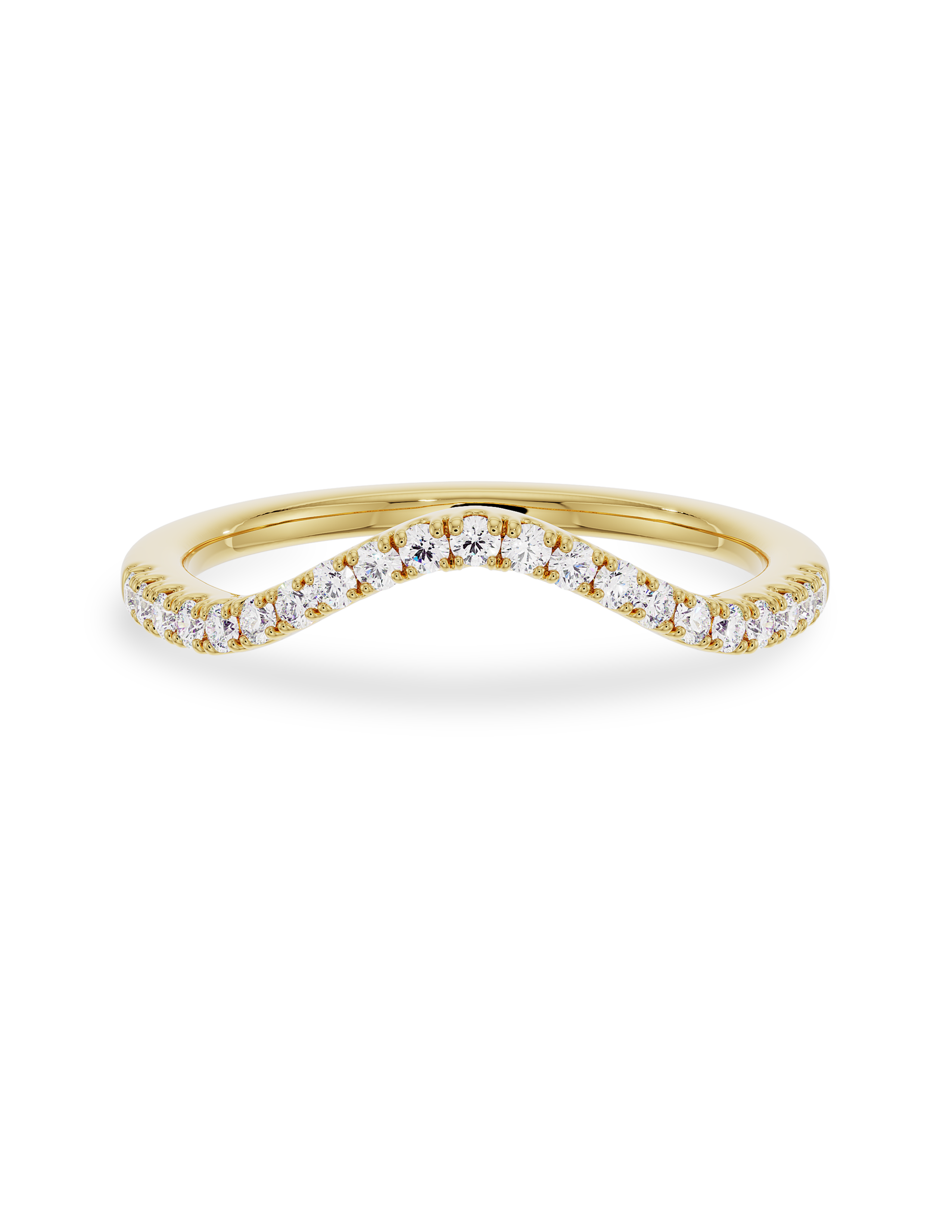 0.30 TCW Round Cut CVD Diamond Curved Wedding Band