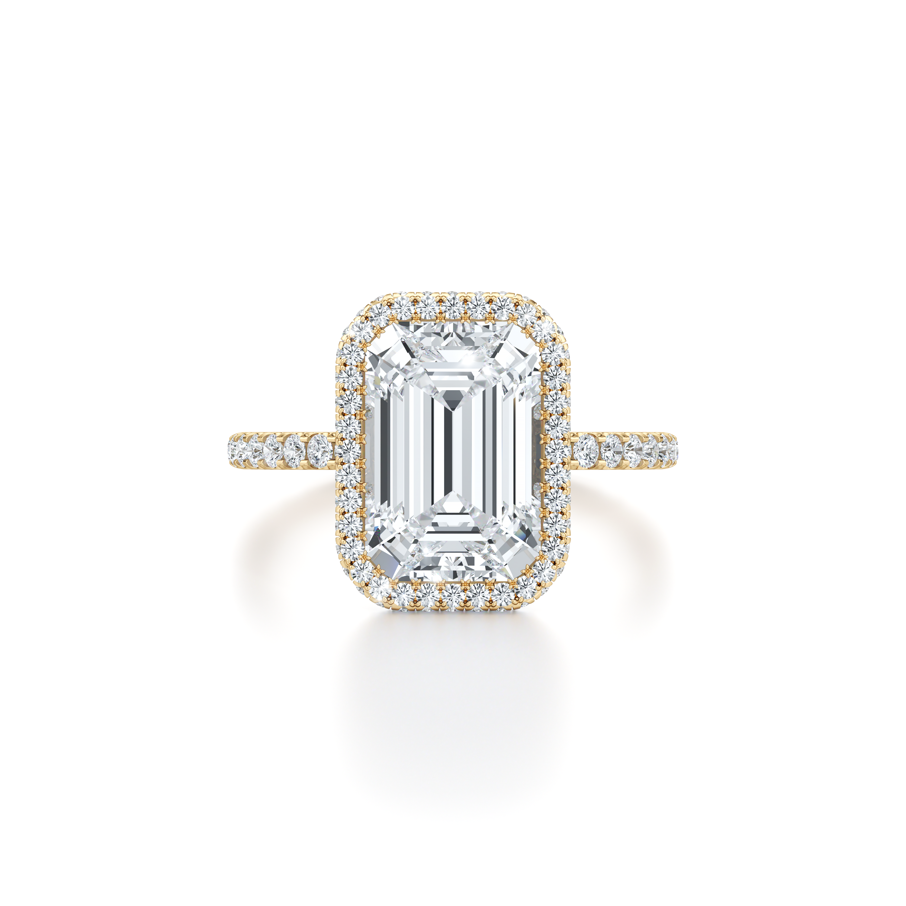 2.0 Carats Lab Grown Diamond Emerald Shape F-VS1 Halo & Pave Engagement Ring - Camila Brown
