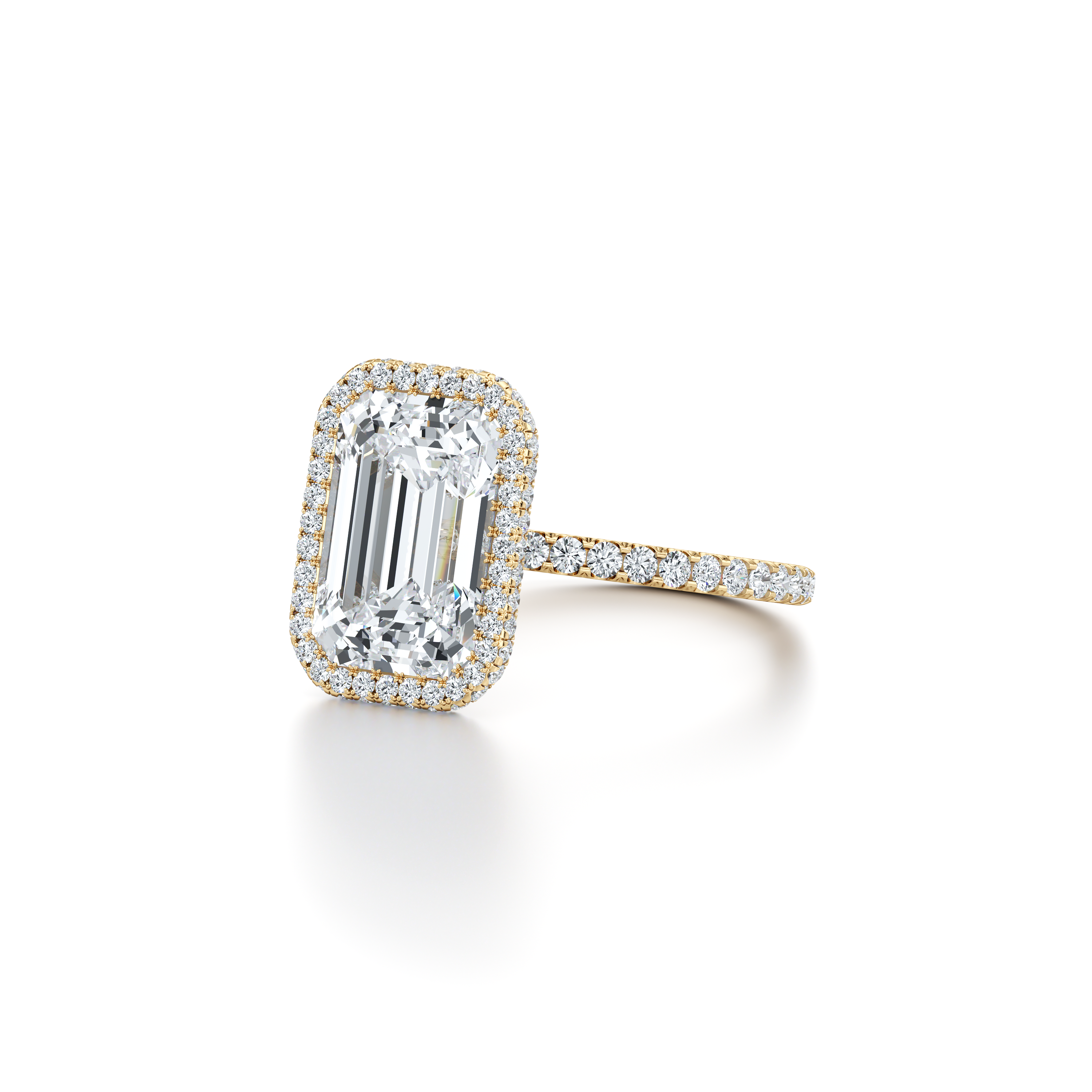 2.0 Carats Lab Grown Diamond Emerald Shape F-VS1 Halo & Pave Engagement Ring - Camila Brown