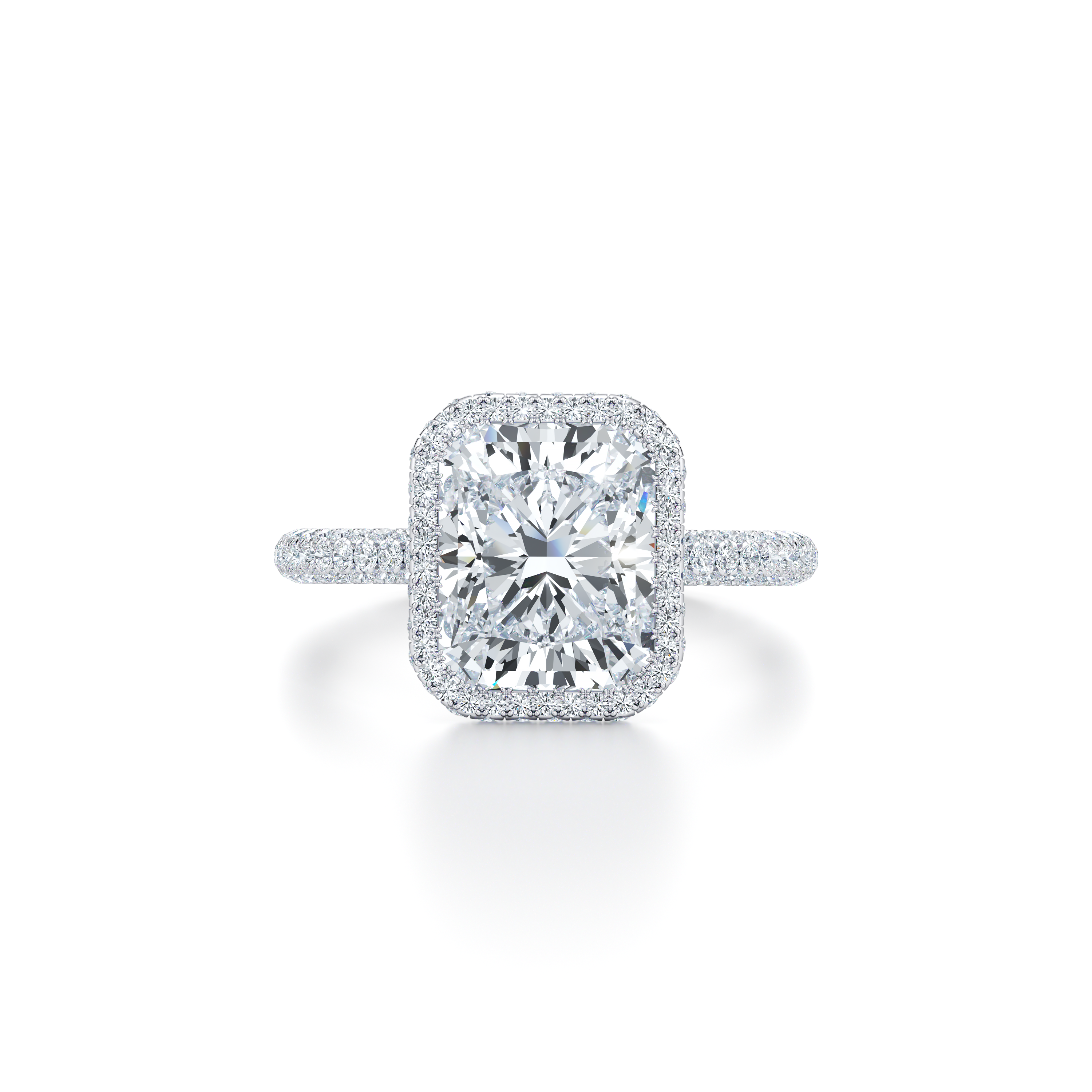 2.0 Carats Lab Grown Diamond Radiant Shape F-VS1 Halo Triple Pave Engagement Ring - Camila Brown