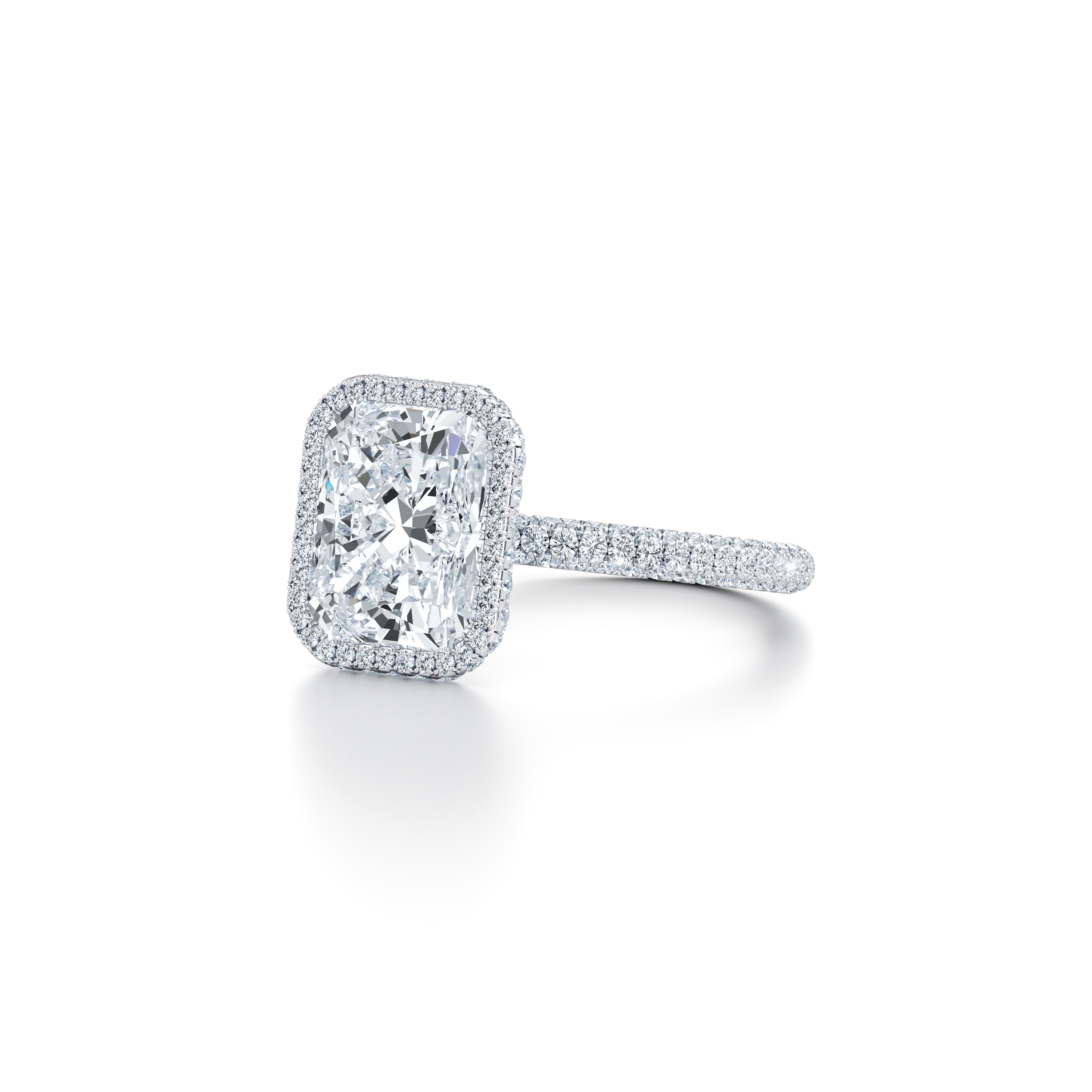 2.0 Carats Lab Grown Diamond Radiant Shape F-VS1 Halo Triple Pave Engagement Ring - Camila Brown