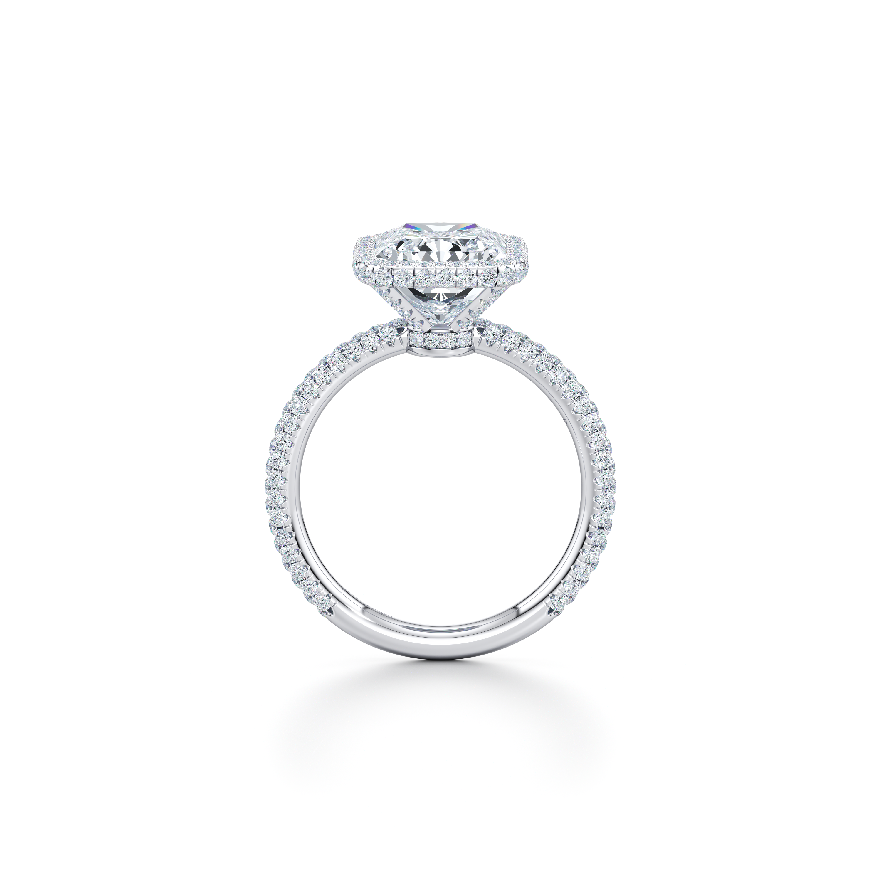 2.0 Carats Lab Grown Diamond Radiant Shape F-VS1 Halo Triple Pave Engagement Ring - Camila Brown