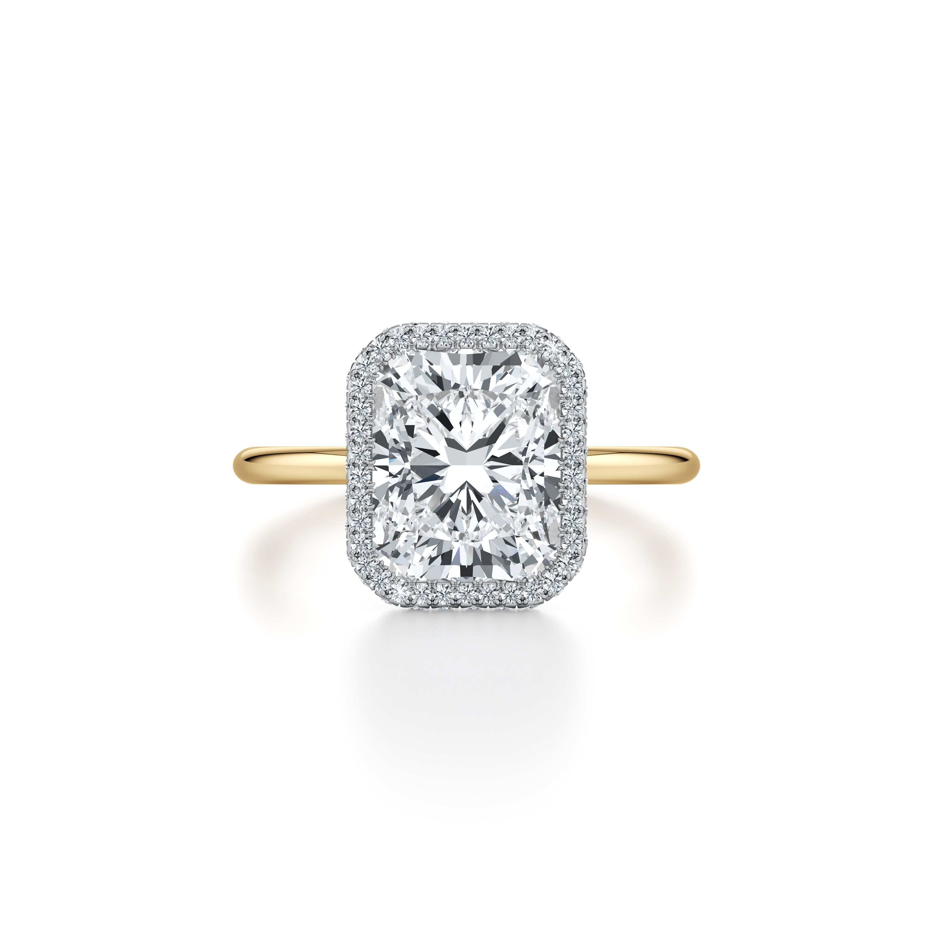 2.0 Carats Lab Grown Diamond Radiant Shape F-VS1 Halo Two Tone Engagement Ring - Camila Brown