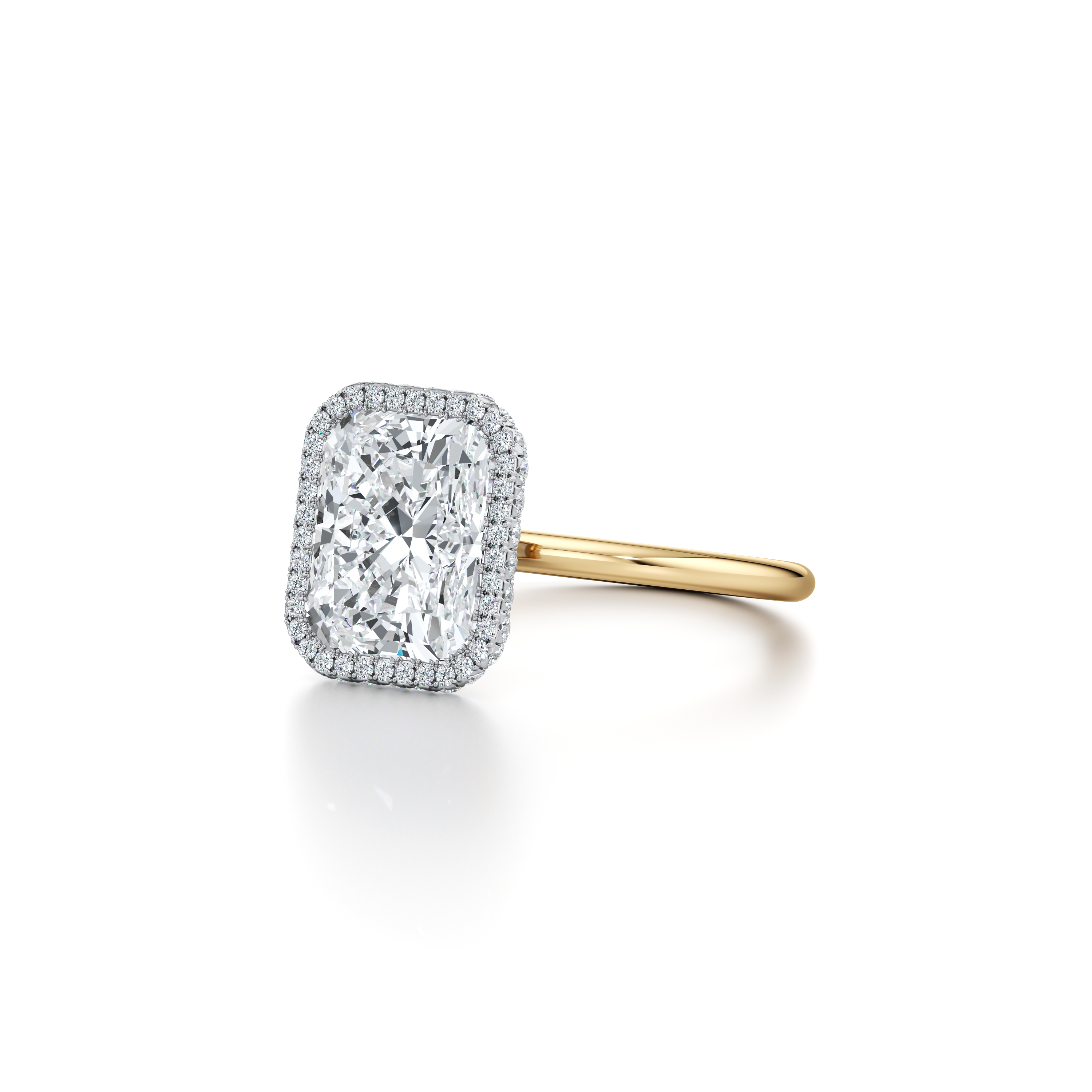 2.0 Carats Lab Grown Diamond Radiant Shape F-VS1 Halo Two Tone Engagement Ring - Camila Brown