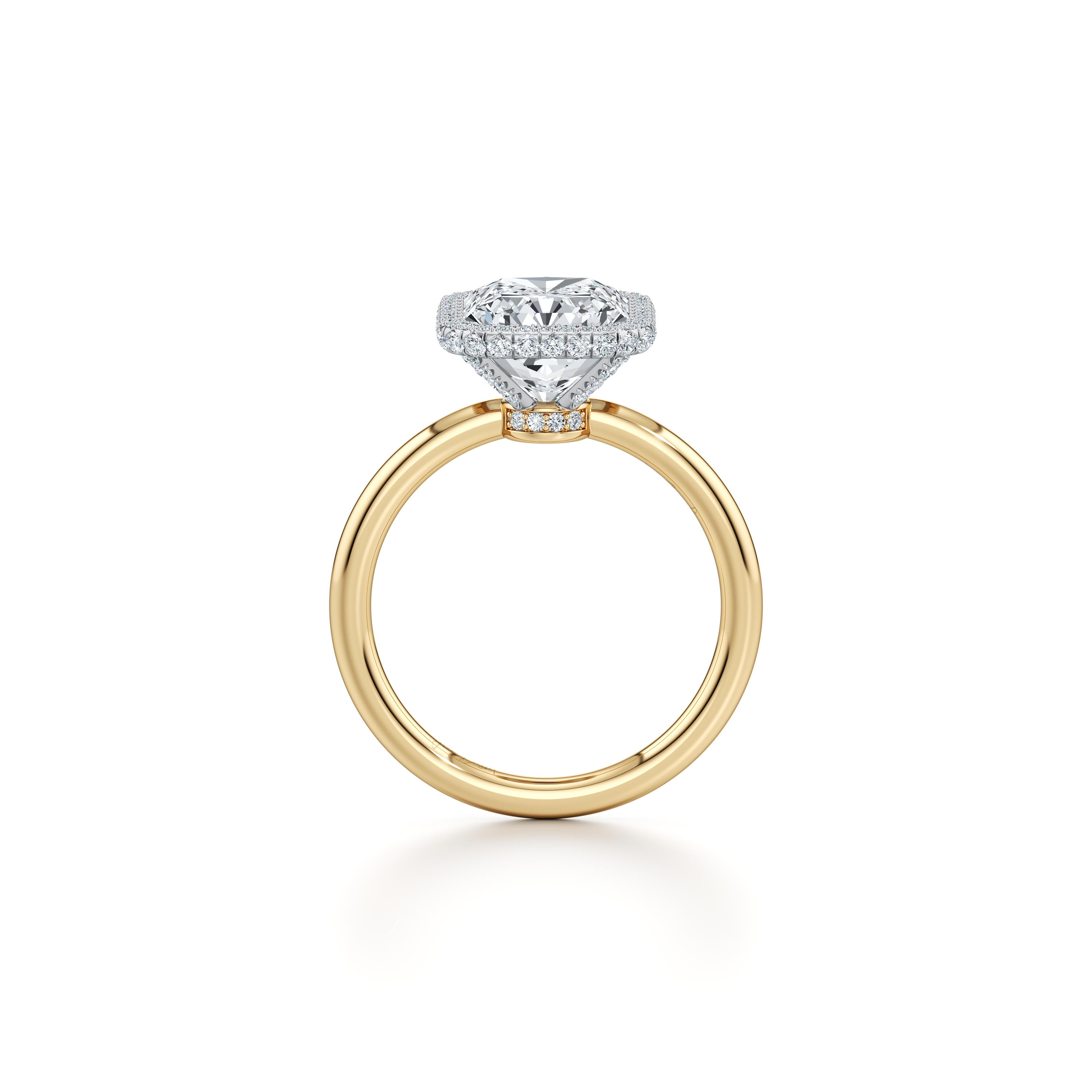 2.0 Carats Lab Grown Diamond Radiant Shape F-VS1 Halo Two Tone Engagement Ring - Camila Brown