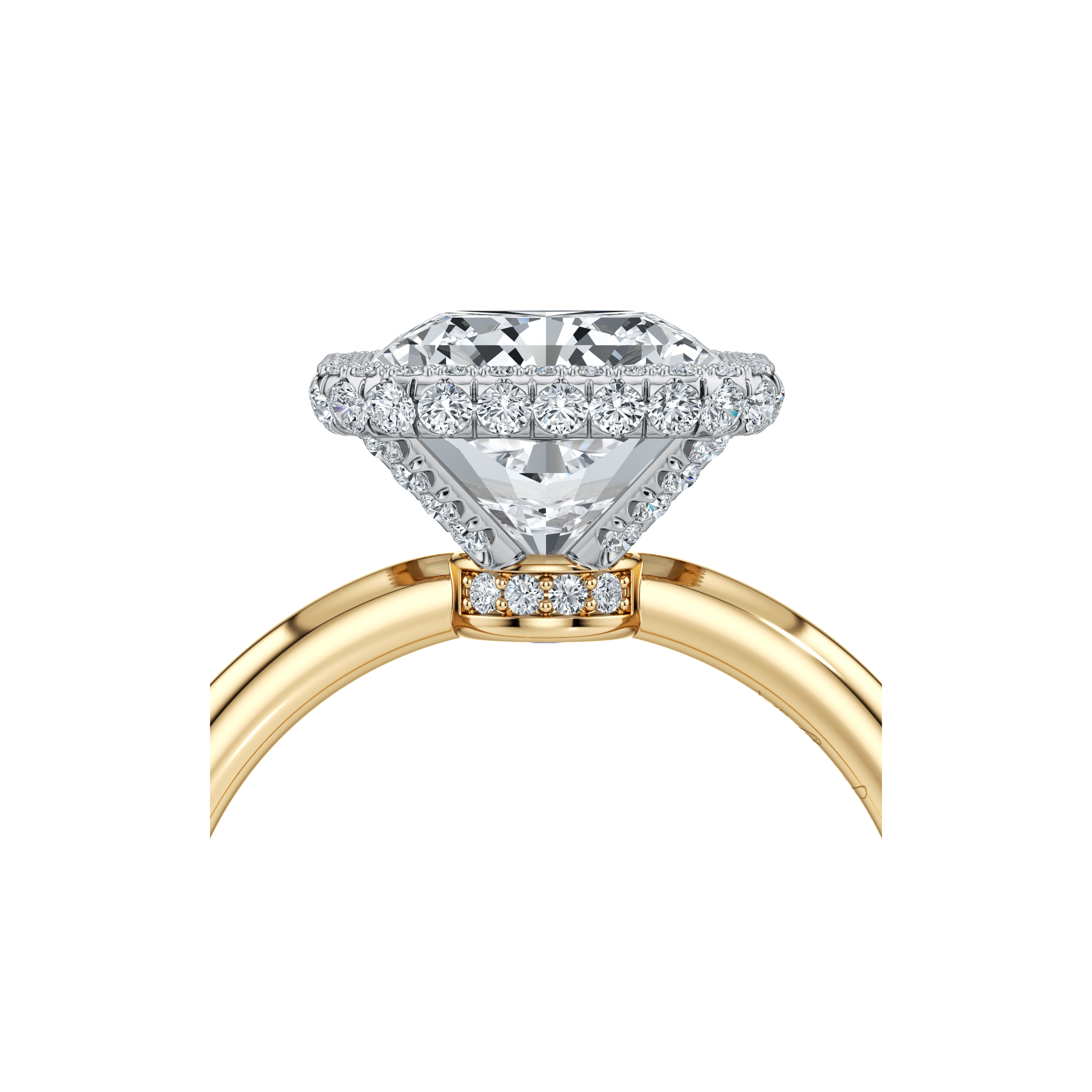 2.0 Carats Lab Grown Diamond Radiant Shape F-VS1 Halo Two Tone Engagement Ring - Camila Brown