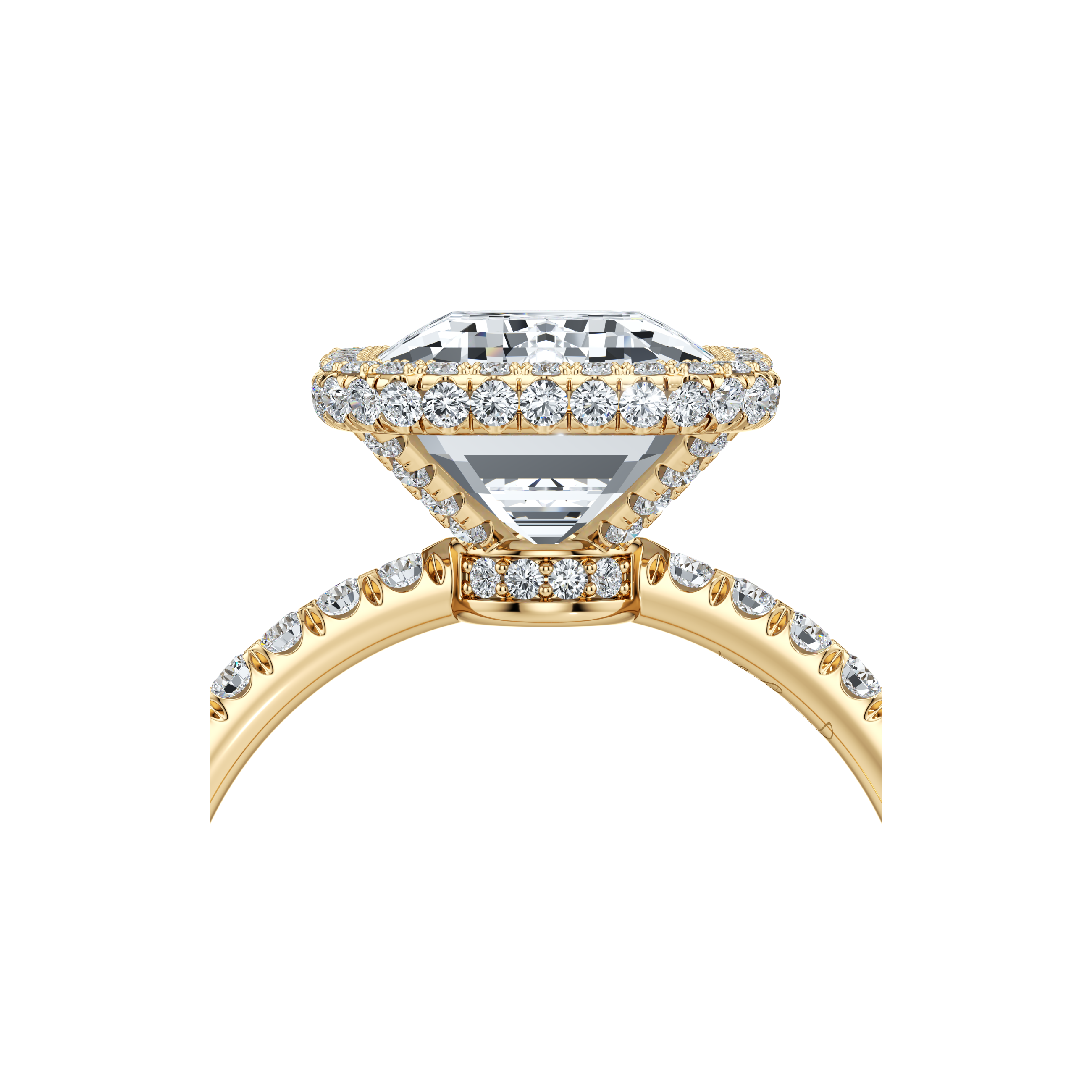 2.0 Carats Lab Grown Diamond Emerald Shape F-VS1 Halo & Pave Engagement Ring - Camila Brown