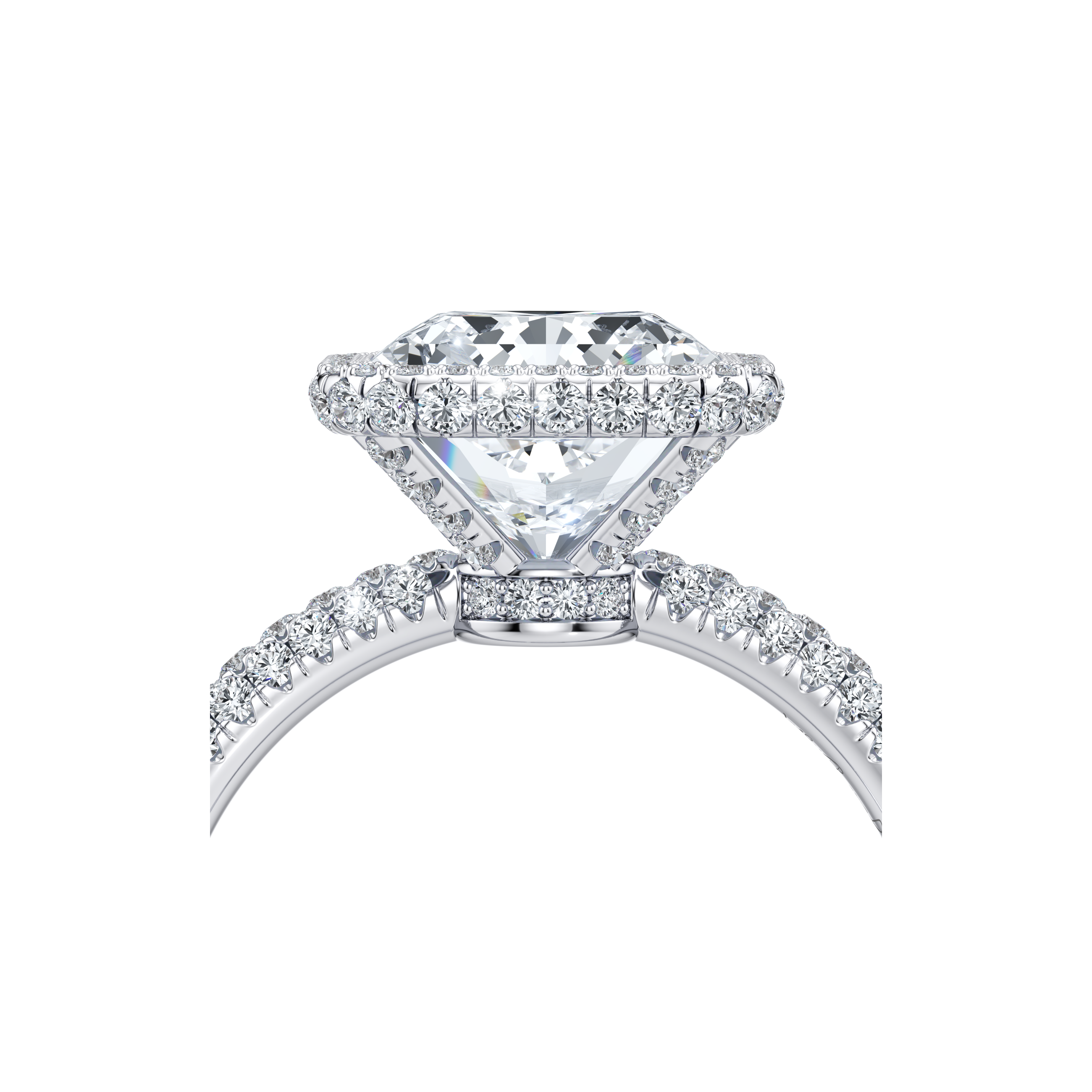 2.0 Carats Lab Grown Diamond Radiant Shape F-VS1 Halo Triple Pave Engagement Ring - Camila Brown