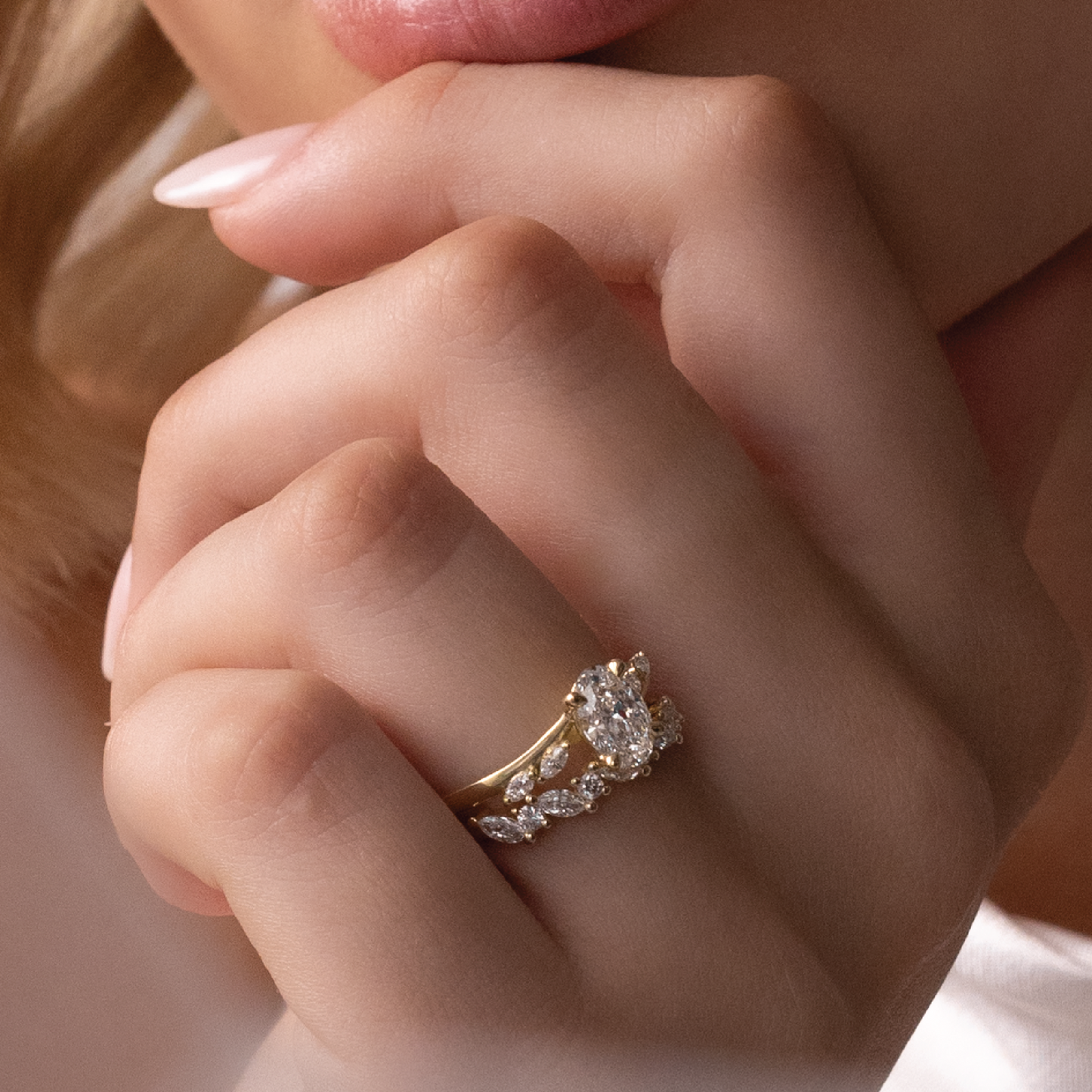 1.0 - 2.5 CT Oval Lab Grown Diamond Cluster Engagement Ring