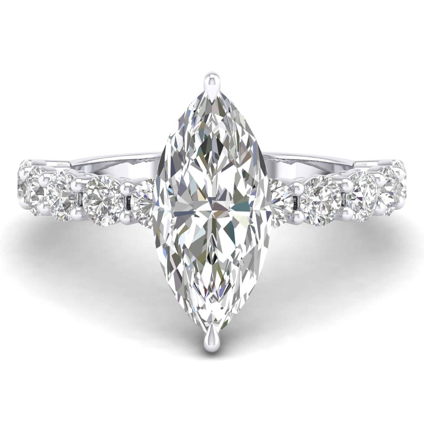 3.0 - 5.0 CT Marquise  Lab Grown Diamond Hidden Halo & Pave  Engagement Ring