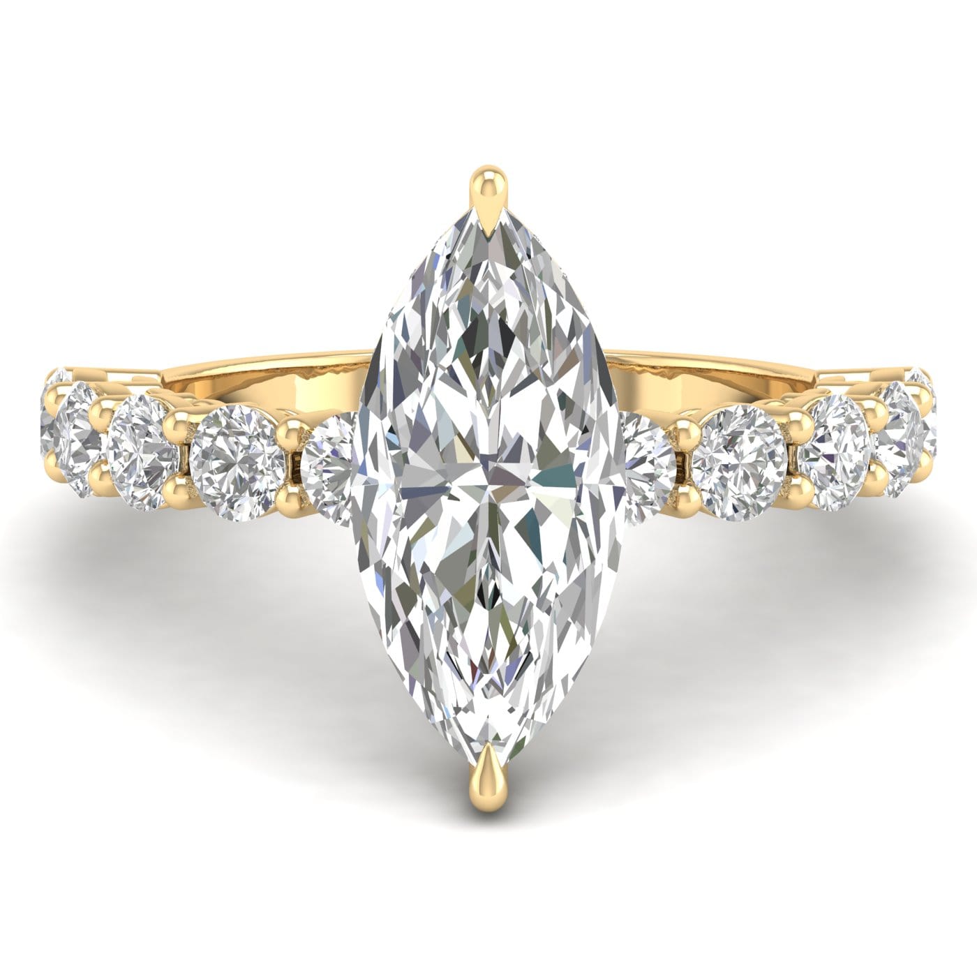 3.0 - 5.0 CT Marquise  Lab Grown Diamond Hidden Halo & Pave  Engagement Ring