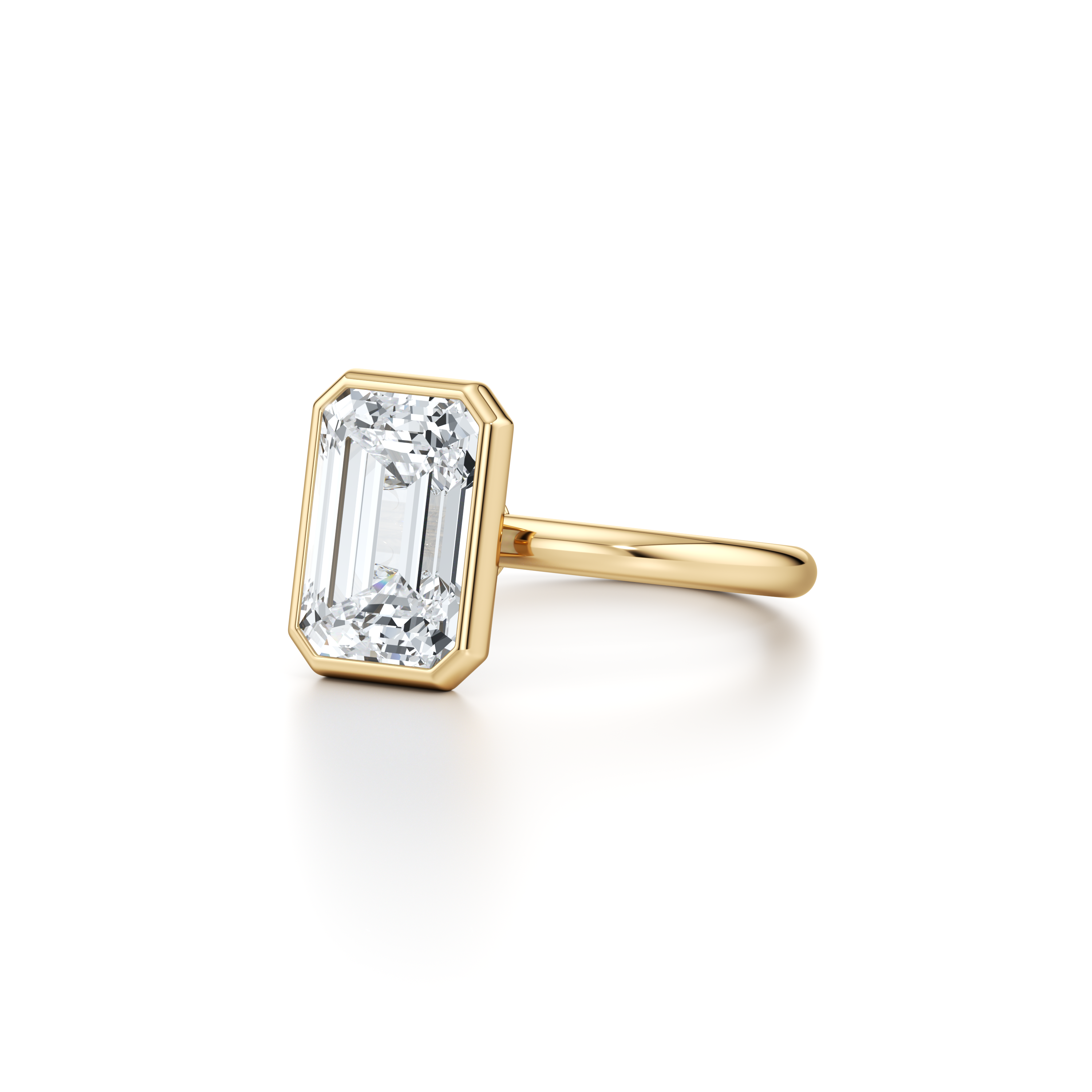 2.0 Carats Lab Grown Diamond Emerald Shape F-VS1 Bezel Solitaire Engagement Ring - Camila Brown