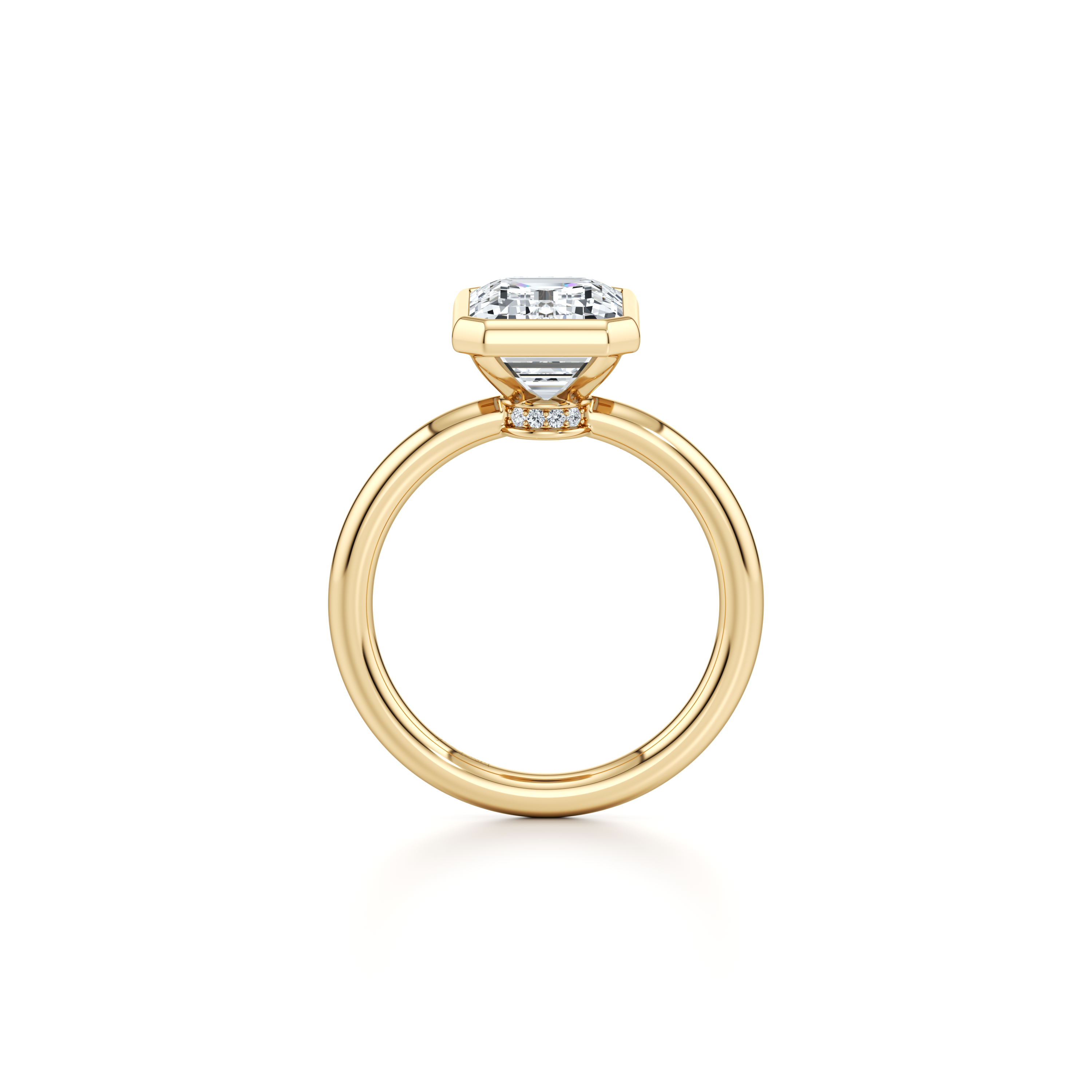 2.0 Carats Lab Grown Diamond Emerald Shape F-VS1 Bezel Solitaire Engagement Ring - Camila Brown