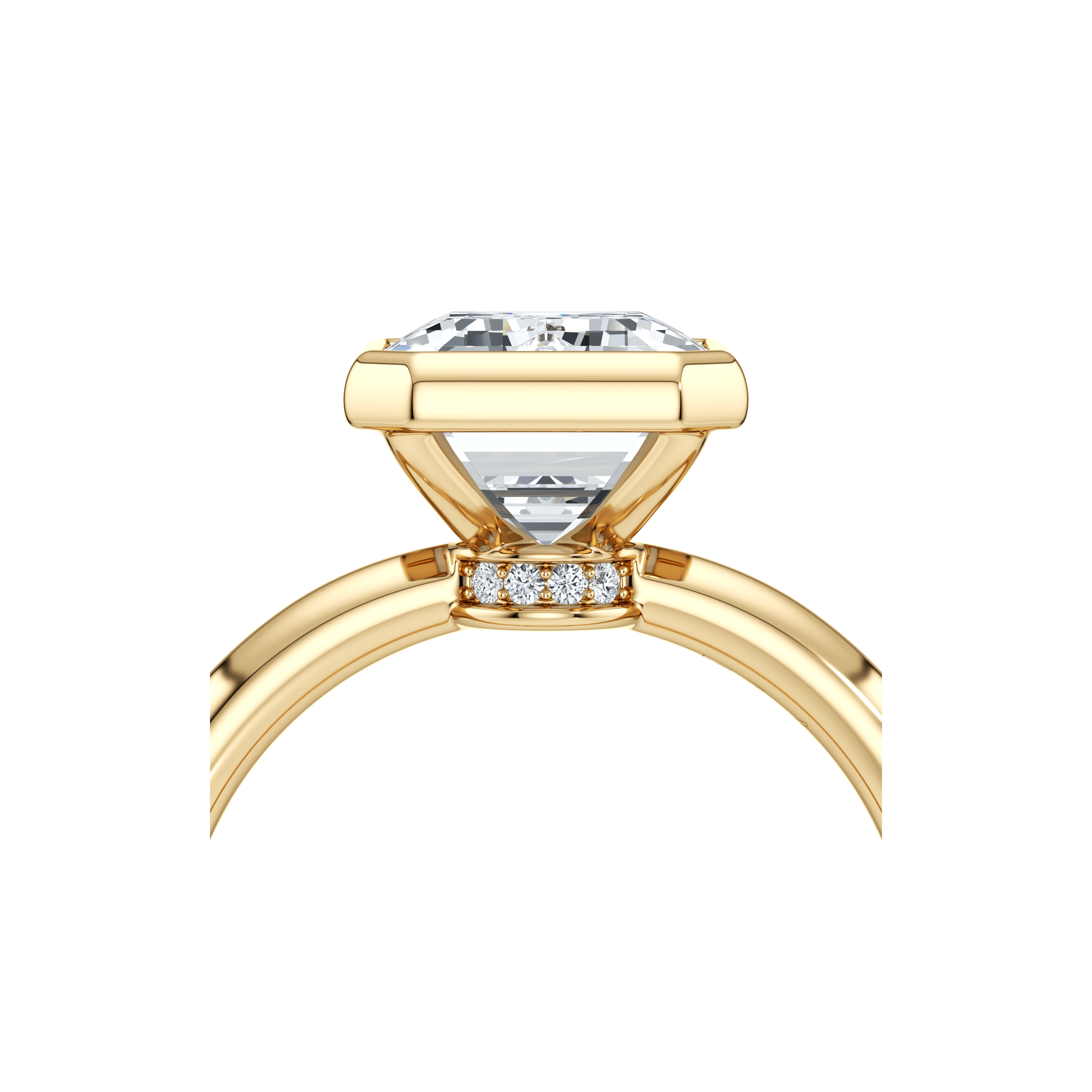 2.0 Carats Lab Grown Diamond Emerald Shape F-VS1 Bezel Solitaire Engagement Ring - Camila Brown