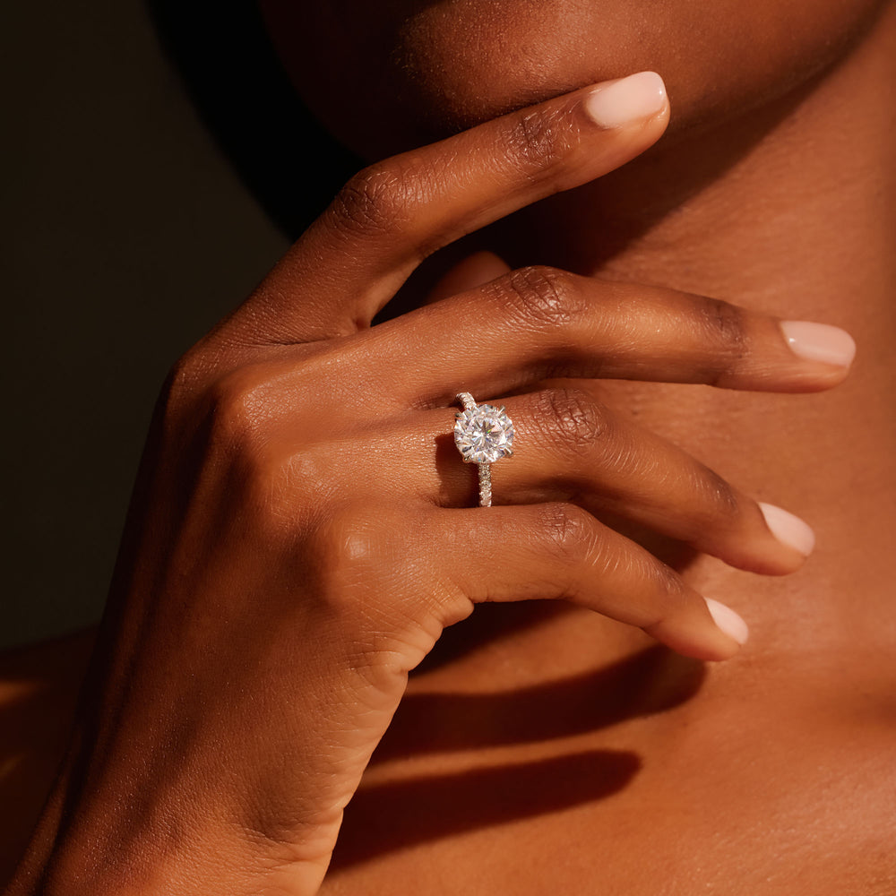 2.0 Carats Lab Grown Diamond Round Shape F-VS1 Hidden Halo & Pave Engagement Ring - Camila Brown