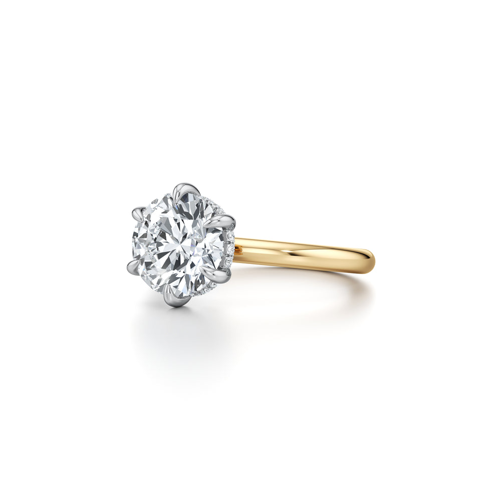 2.0 Carats Lab Grown Diamond Round Shape F-VS1 Hidden Halo Two Tone Engagement Ring - Camila Brown