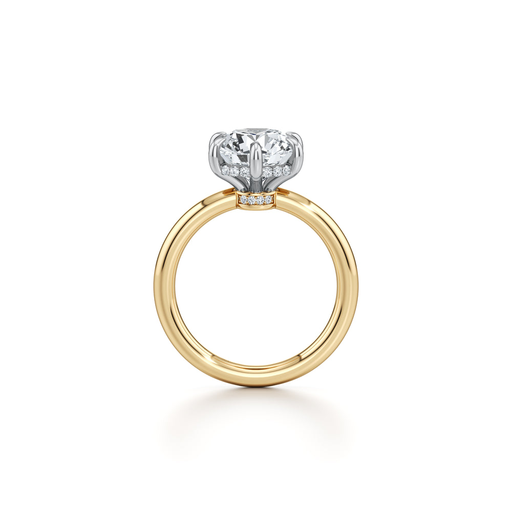 2.0 Carats Lab Grown Diamond Round Shape F-VS1 Hidden Halo Two Tone Engagement Ring - Camila Brown