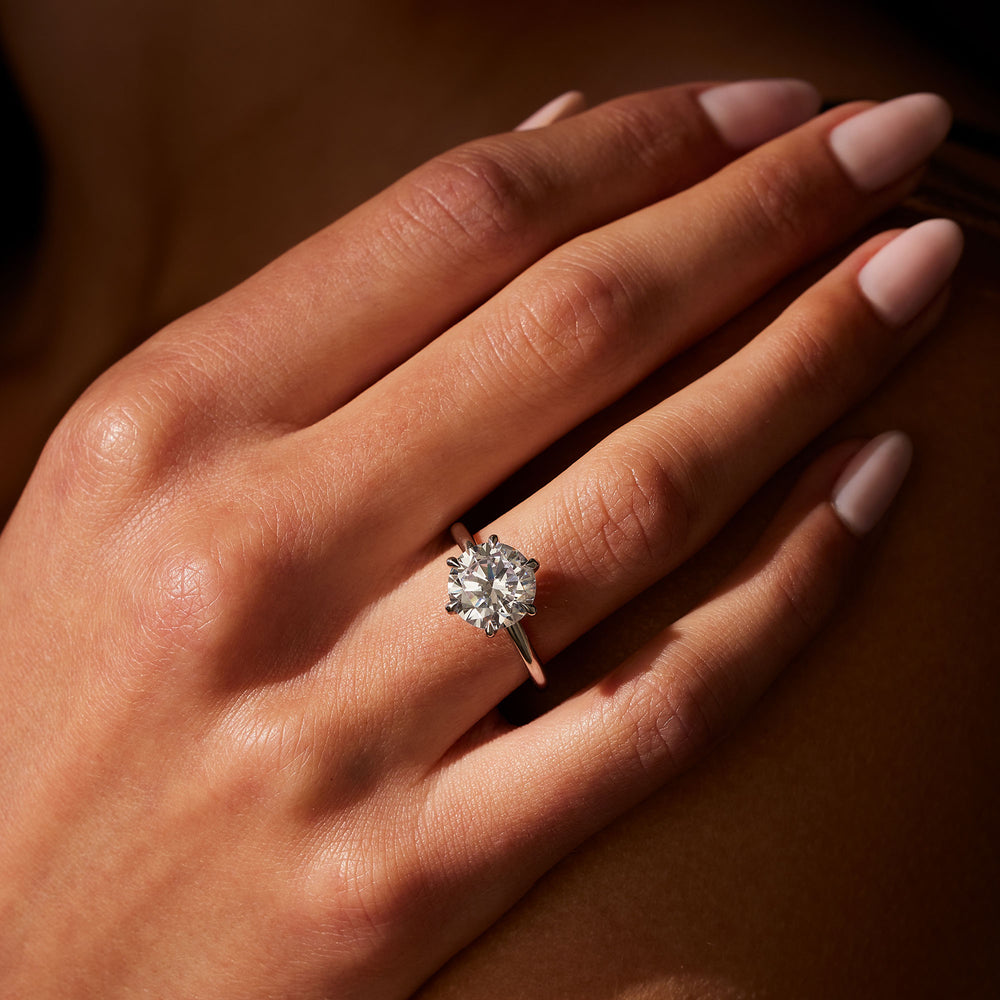 2.0 Carats Lab Grown Diamond Round Shape F-VS1 Hidden Halo Two Tone Engagement Ring - Camila Brown