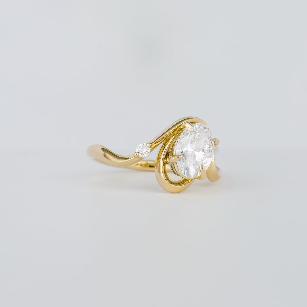 1.21 -3.0 CT Oval Cut Lab Grown Diamond Twisted Engagement ring