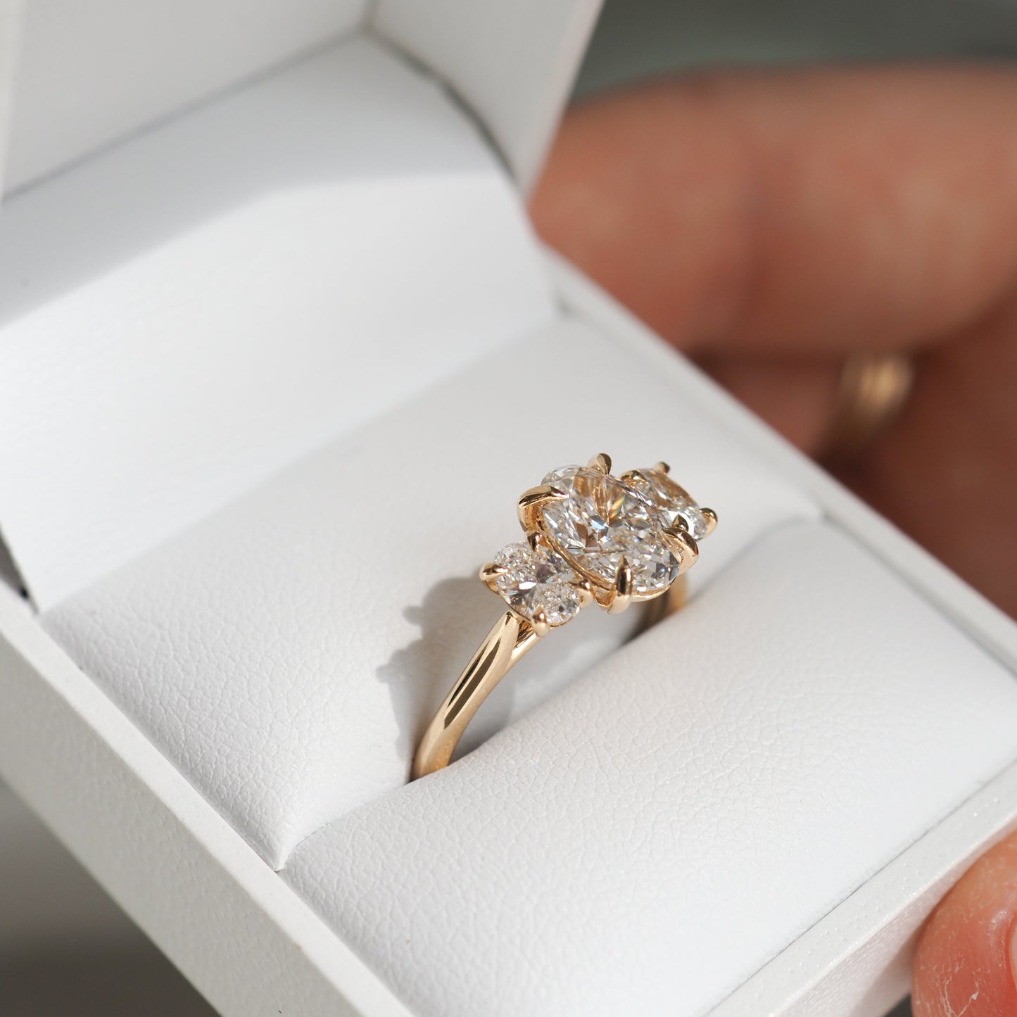 1.0 CT Oval E/VS1 CVD Diamond Three Stone Style Engagement Ring - Camila Brown