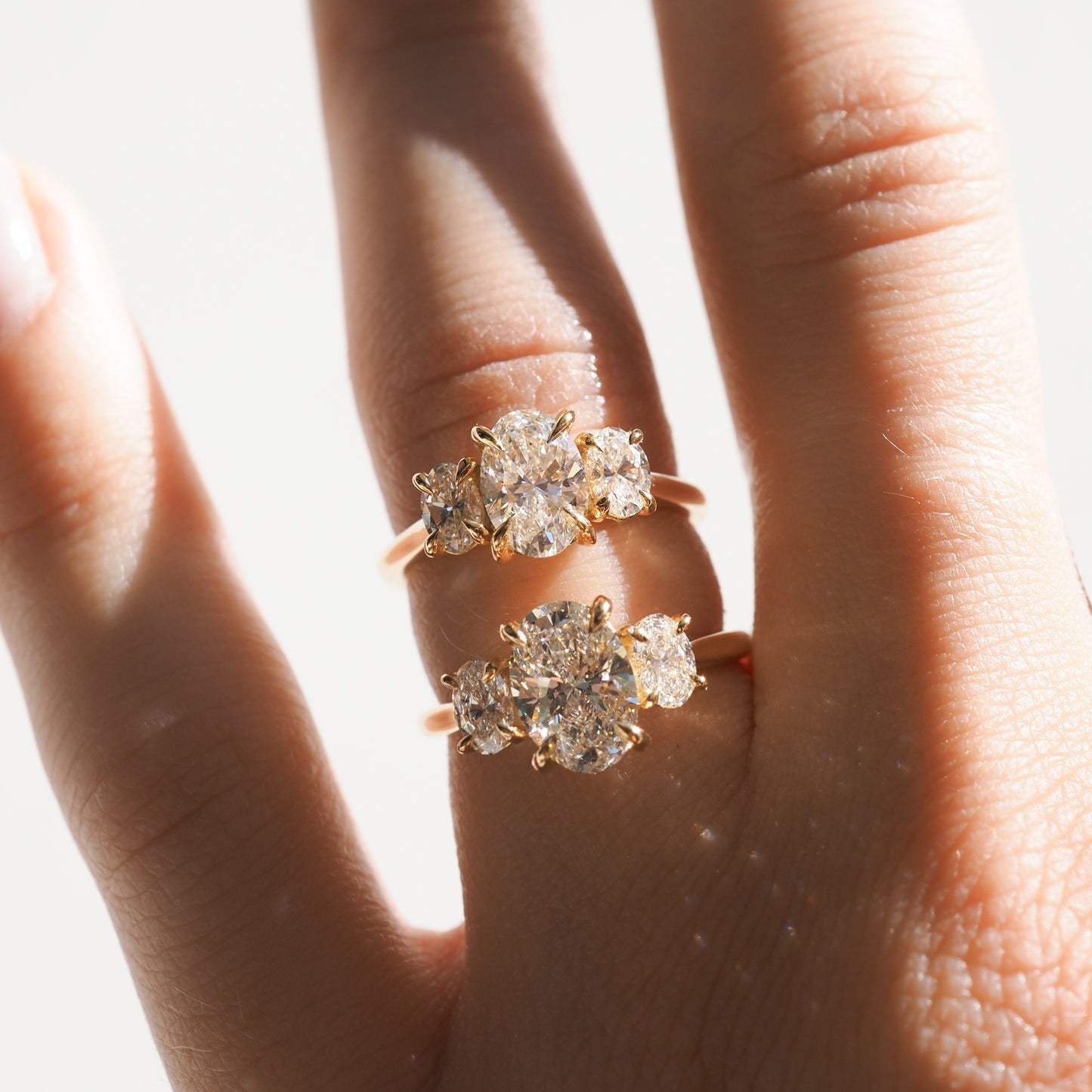 1.0 CT Oval E/VS1 CVD Diamond Three Stone Style Engagement Ring - Camila Brown