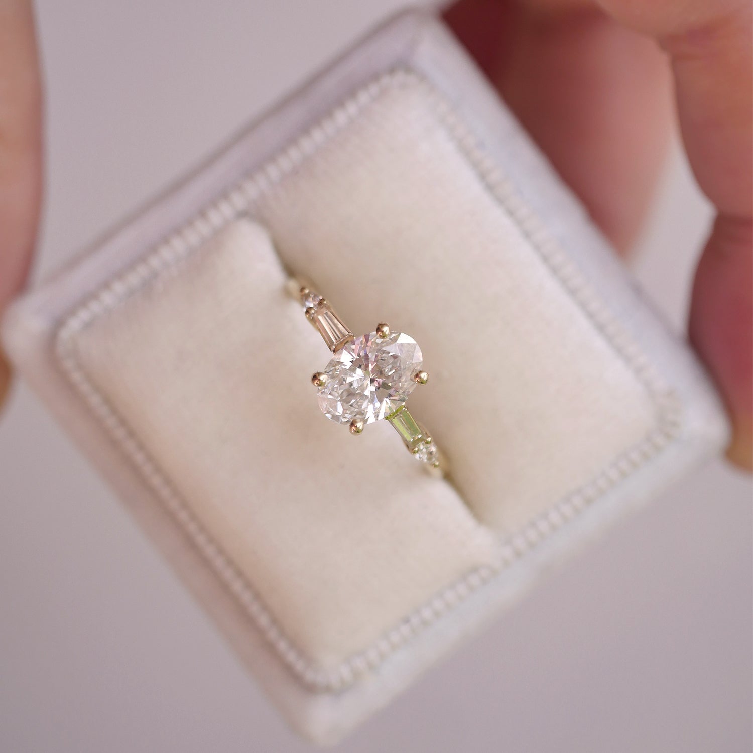 1.0 CT Oval Shape Lab Grown Pave Setting Engagement Ring