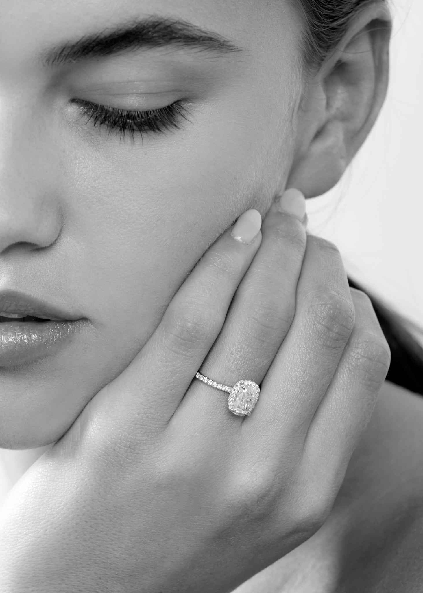 2.0 CT Cushion Shaped Moissanite Halo & Pave Engagement Ring