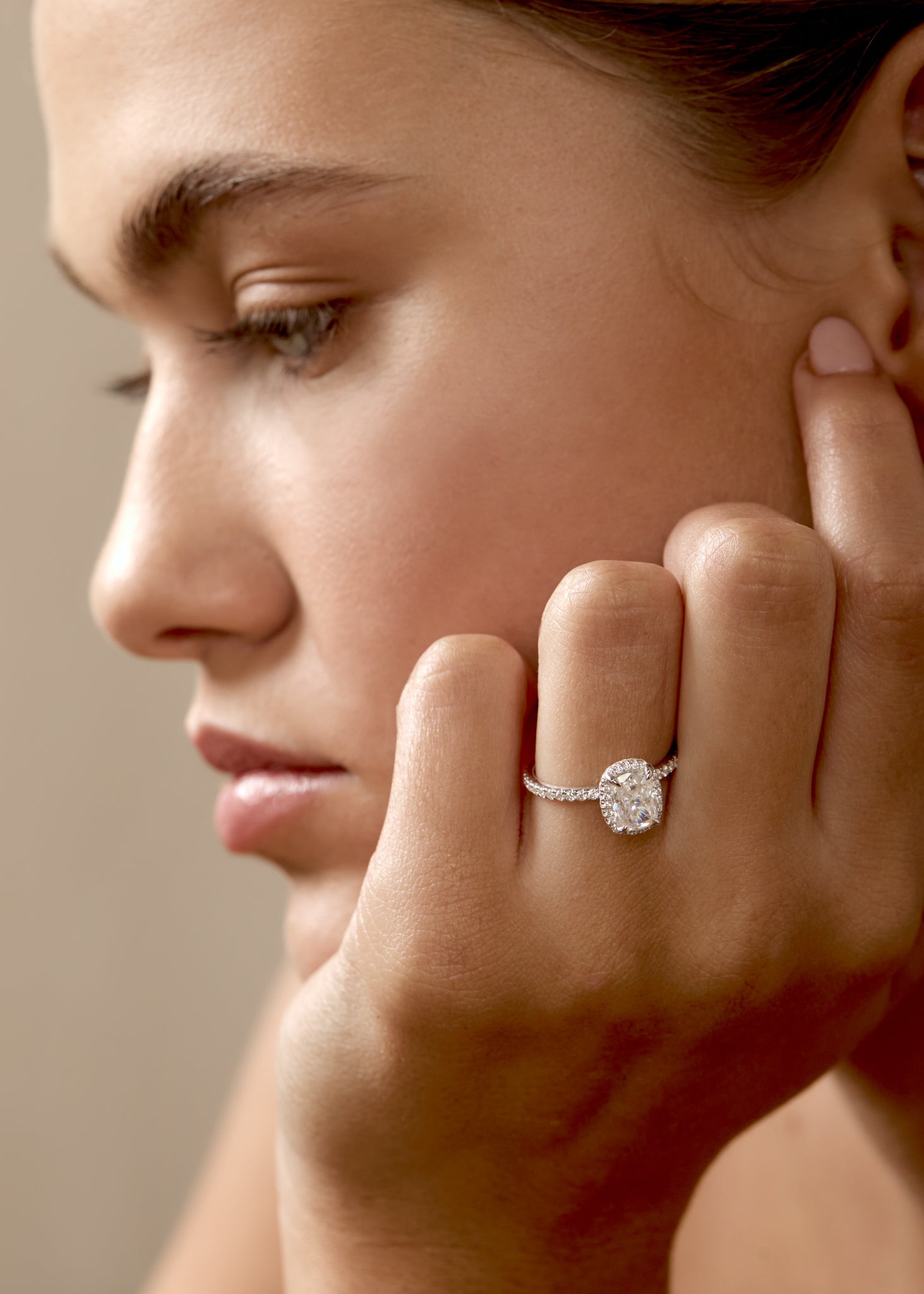 2.0 CT Cushion Shaped Moissanite Halo & Pave Engagement Ring