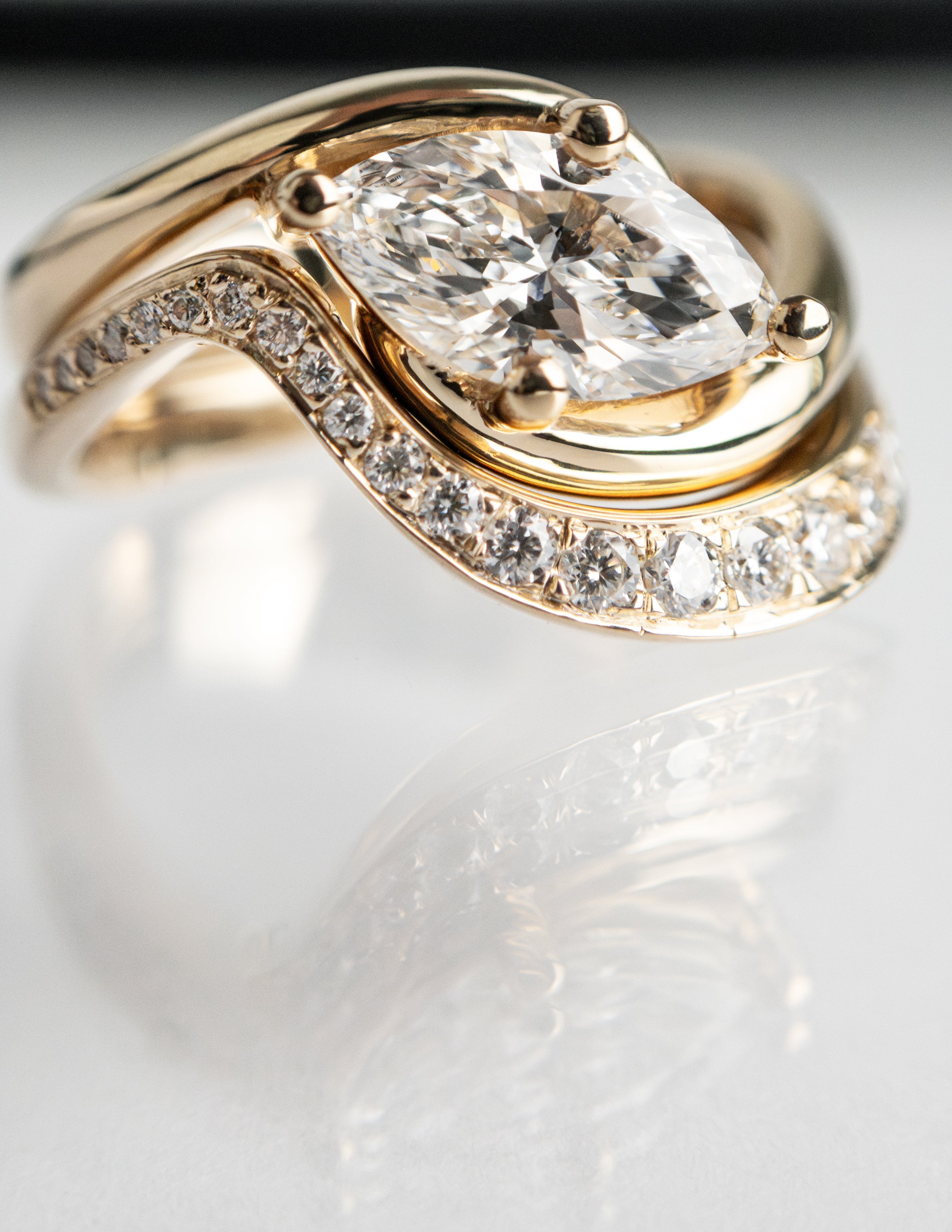 1.0CT - 2.0 CT Marquise Solitaire Setting Diamond Bridal Set
