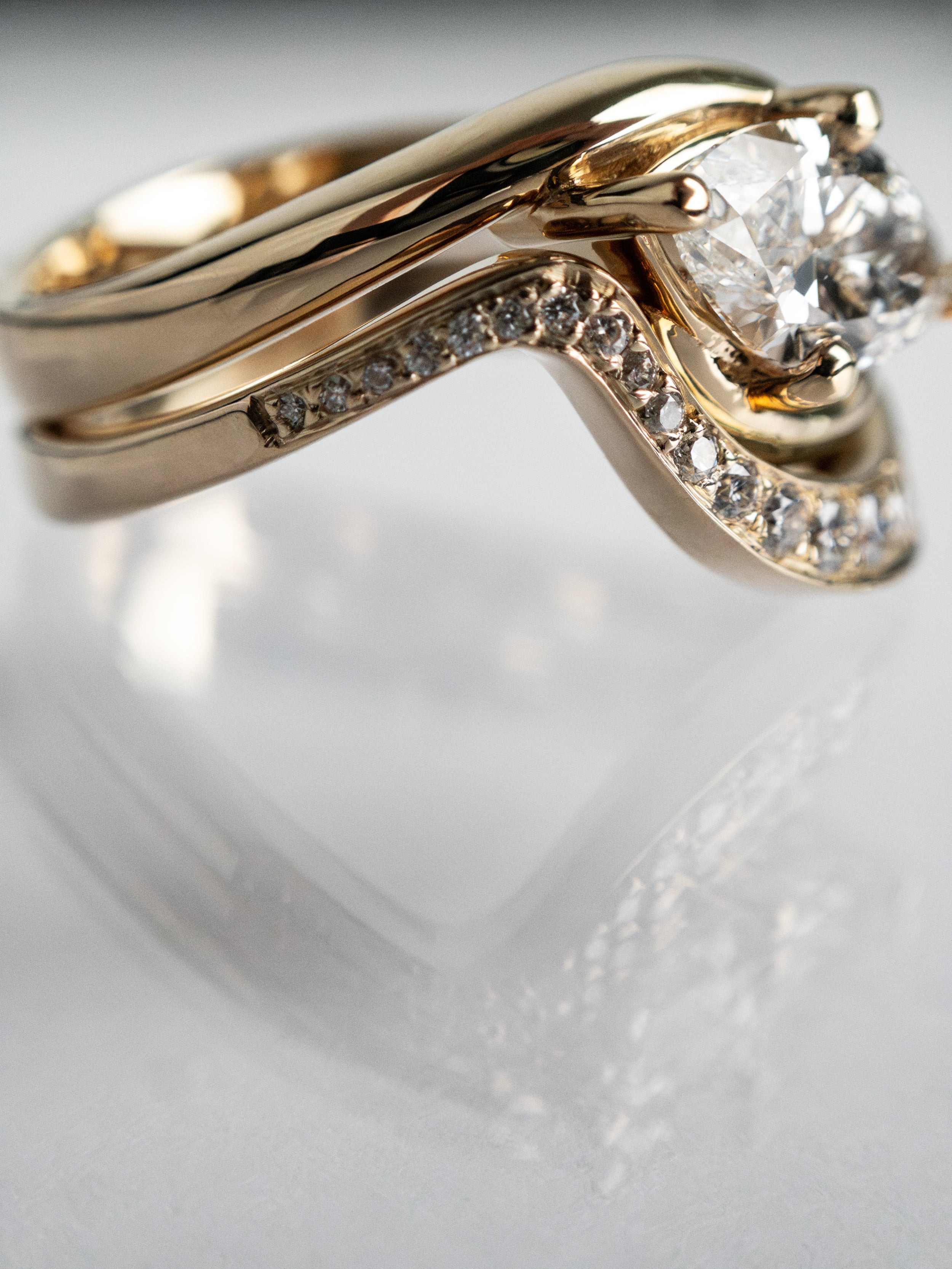 1.0 CT- 2.0 CT Marquise Cut Lab Grown Diamond Solitaire Setting Bridal Set