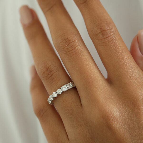 2.0 CT Asscher & Round Moissanite Diamond Alternative Stone Wedding Band - Camila Brown