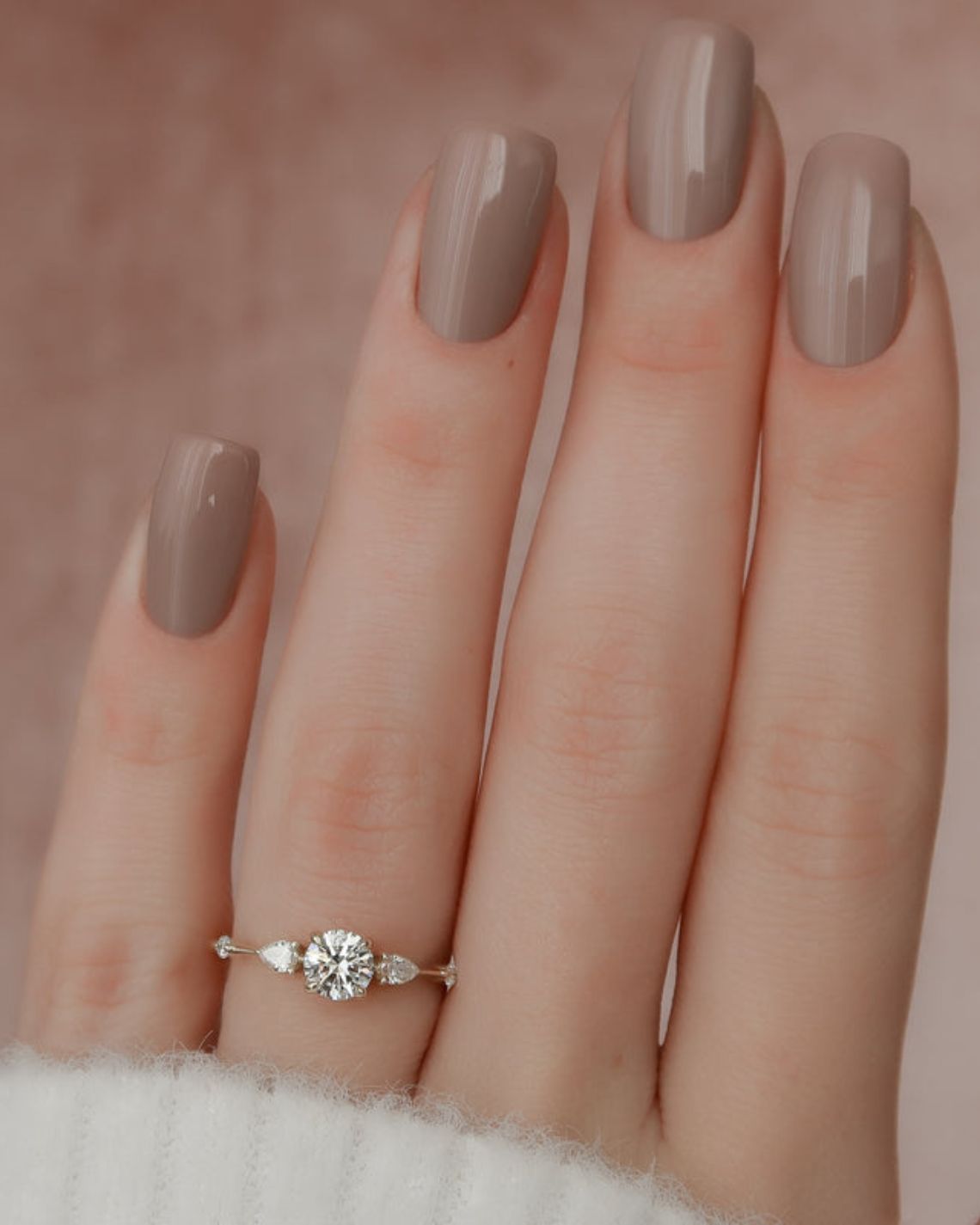 Round cut CVD diamond engagement ring with hidden halo in platinum setting