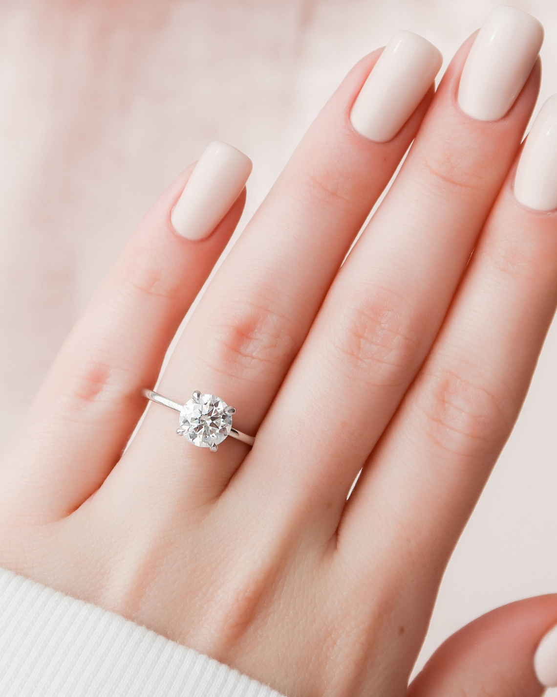 1.0 - 3.0 CT Round Cut Lab Grown Diamond Hidden Halo Engagement Ring